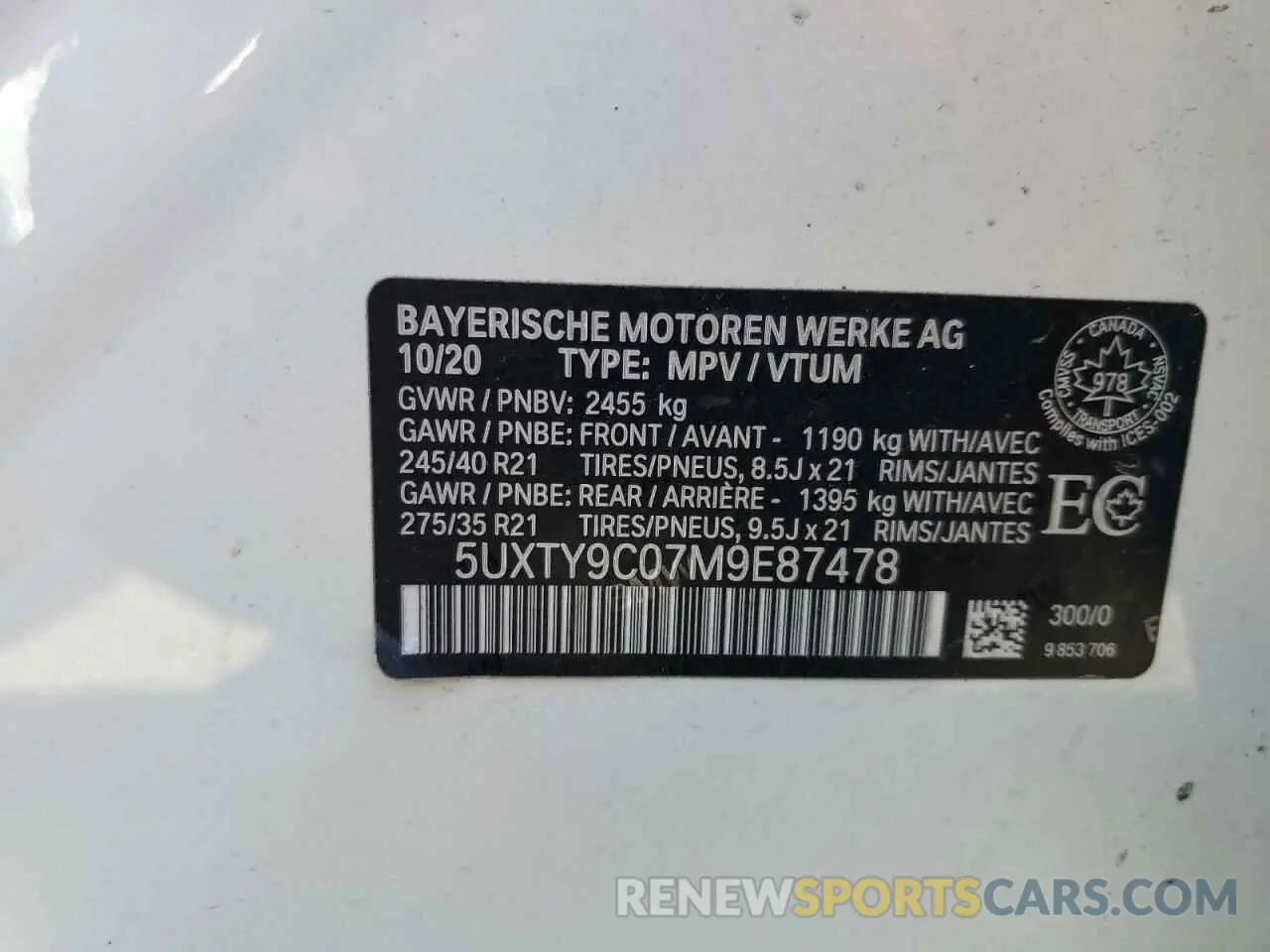 13 Фотография поврежденного автомобиля 5UXTY9C07M9E87478 BMW X3 2021