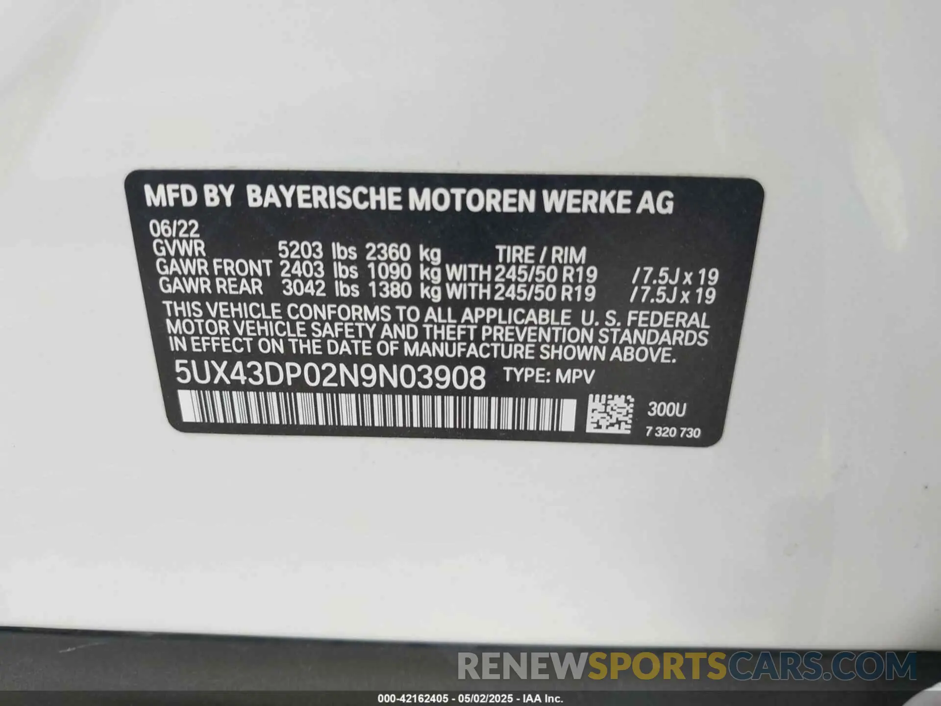 9 Фотография поврежденного автомобиля 5UX43DP02N9N03908 BMW X3 2022