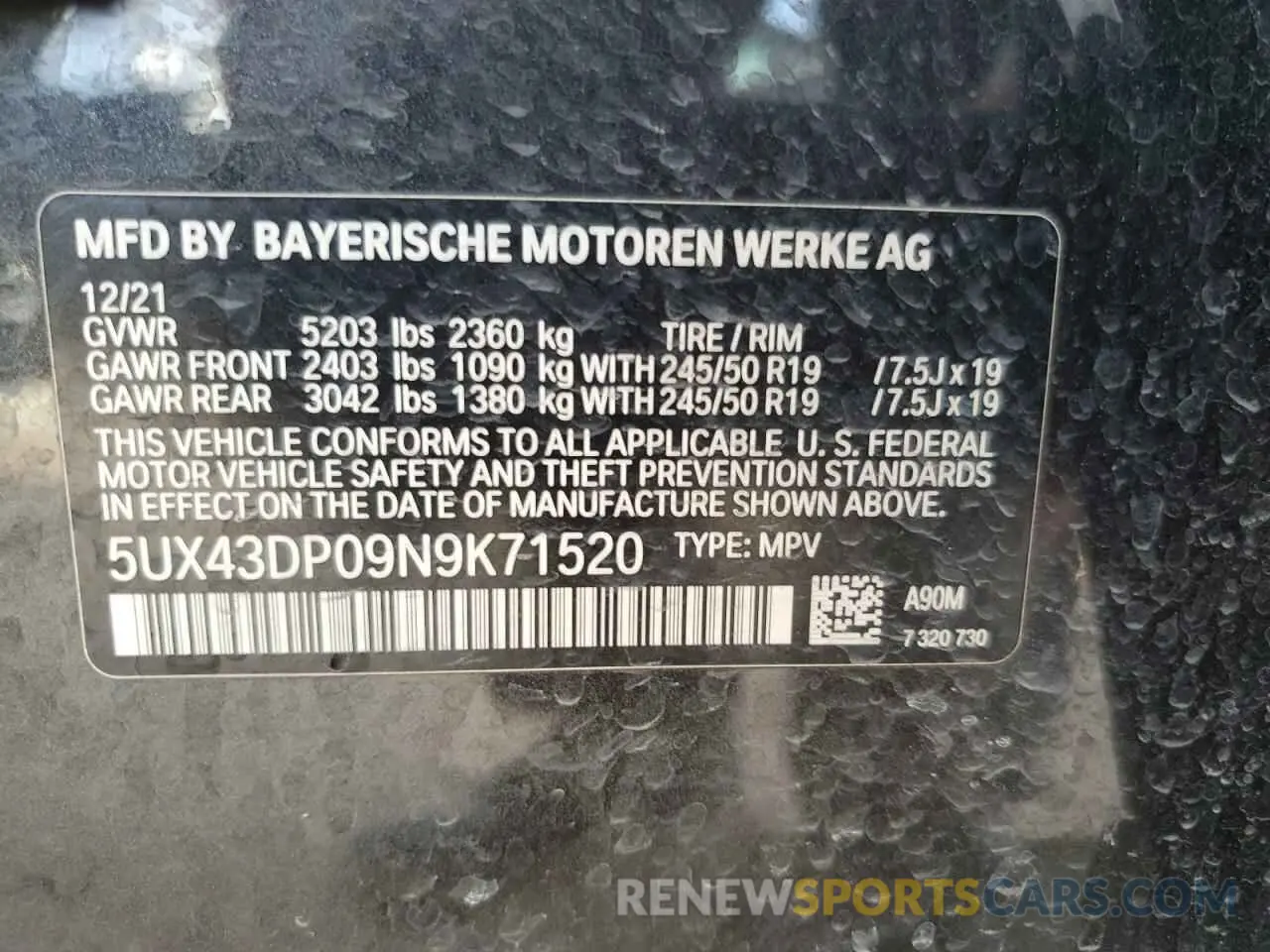 13 Фотография поврежденного автомобиля 5UX43DP09N9K71520 BMW X3 2022