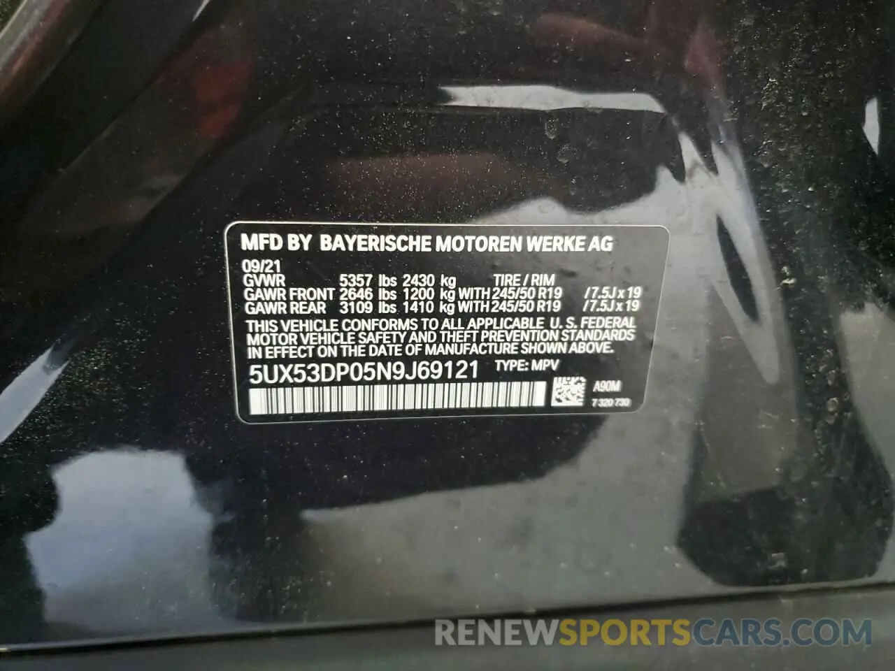 13 Фотография поврежденного автомобиля 5UX53DP05N9J69121 BMW X3 2022