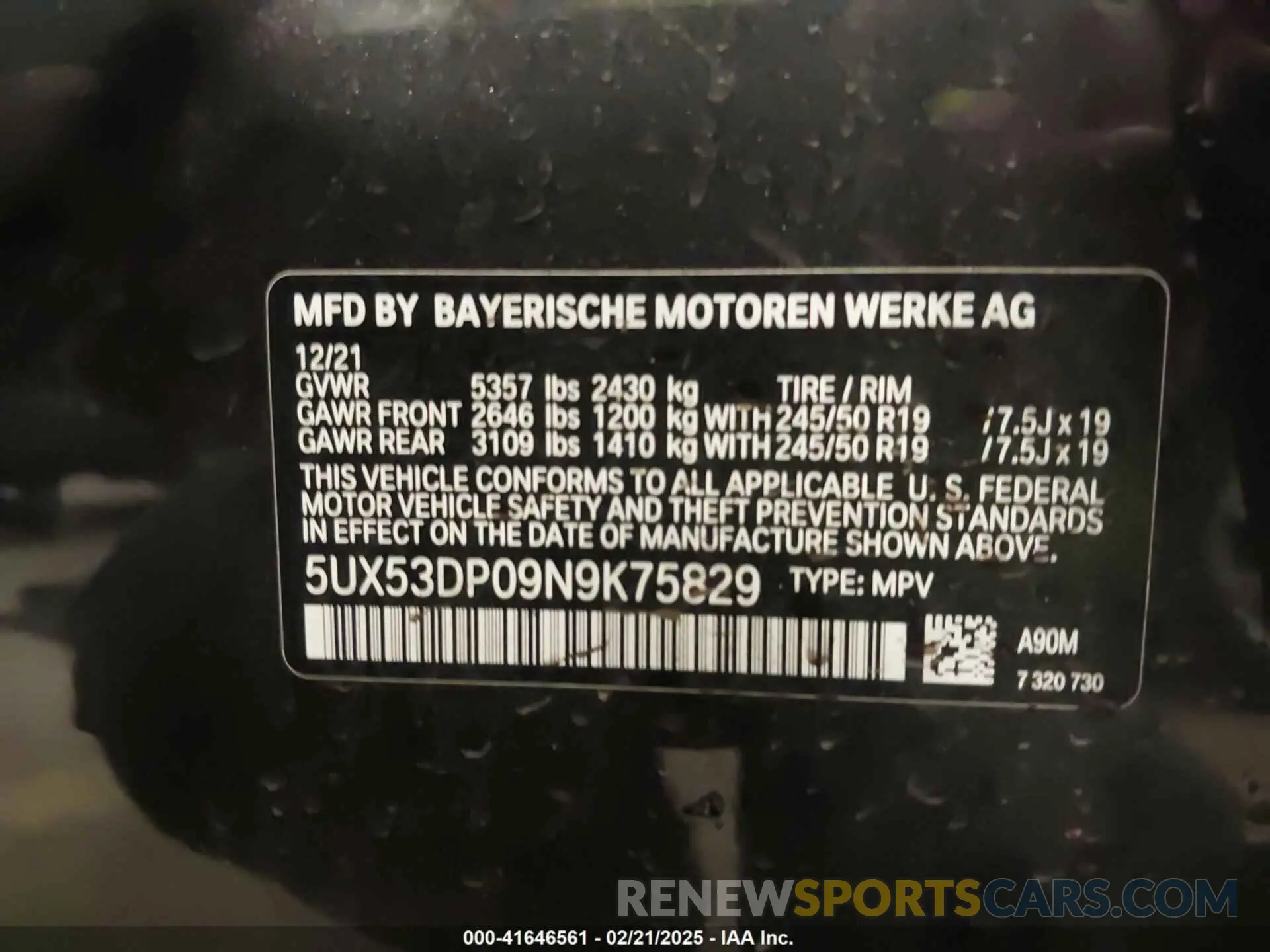 9 Фотография поврежденного автомобиля 5UX53DP09N9K75829 BMW X3 2022