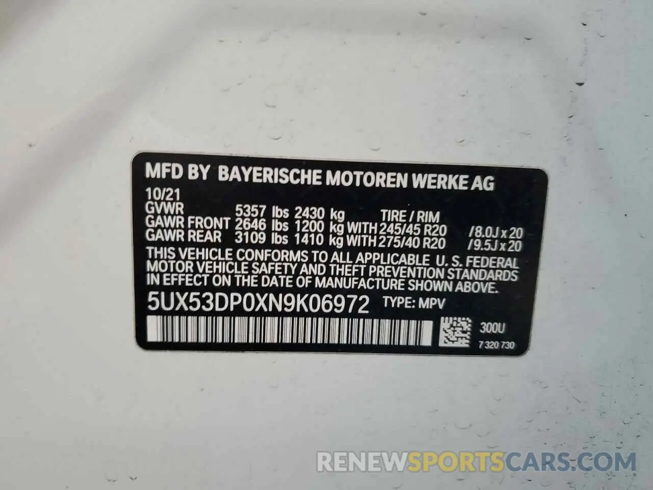 13 Фотография поврежденного автомобиля 5UX53DP0XN9K06972 BMW X3 2022