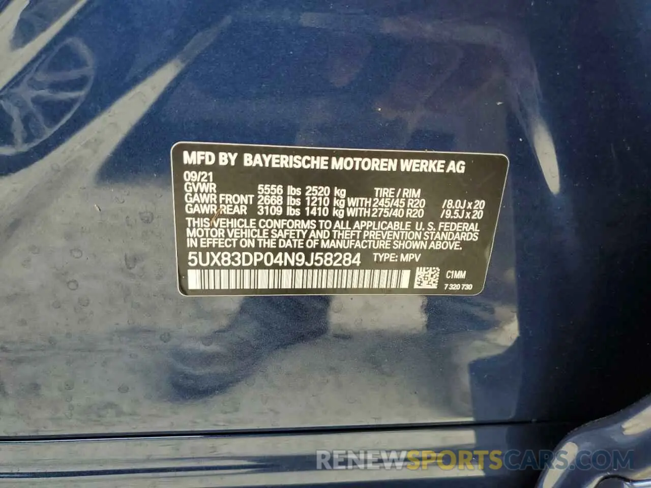 10 Фотография поврежденного автомобиля 5UX83DP04N9J58284 BMW X3 2022