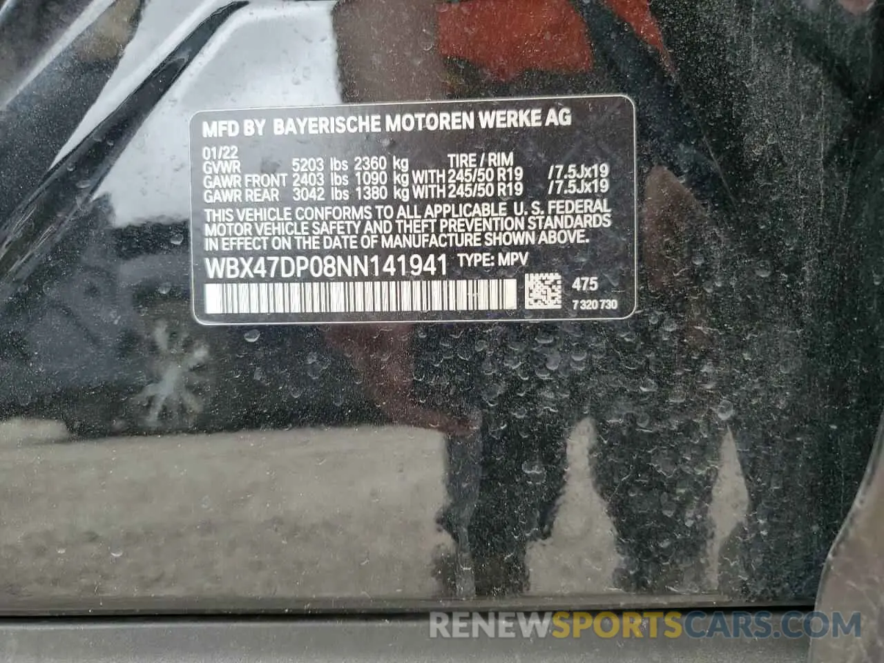 14 Photograph of a damaged car WBX47DP08NN141941 BMW X3 2022