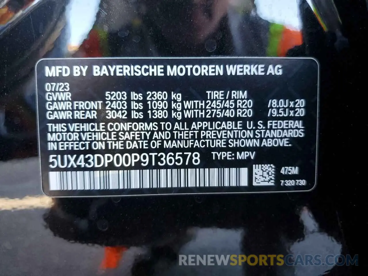 12 Photograph of a damaged car 5UX43DP00P9T36578 BMW X3 2023