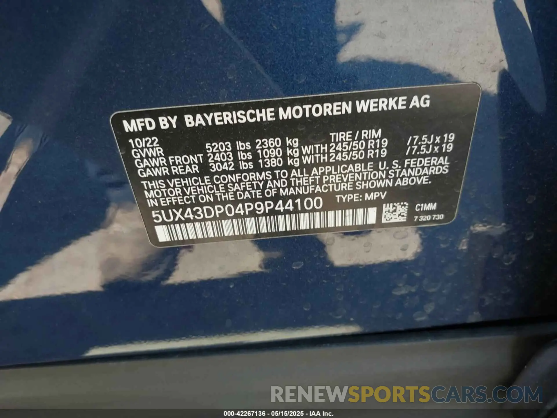9 Фотография поврежденного автомобиля 5UX43DP04P9P44100 BMW X3 2023