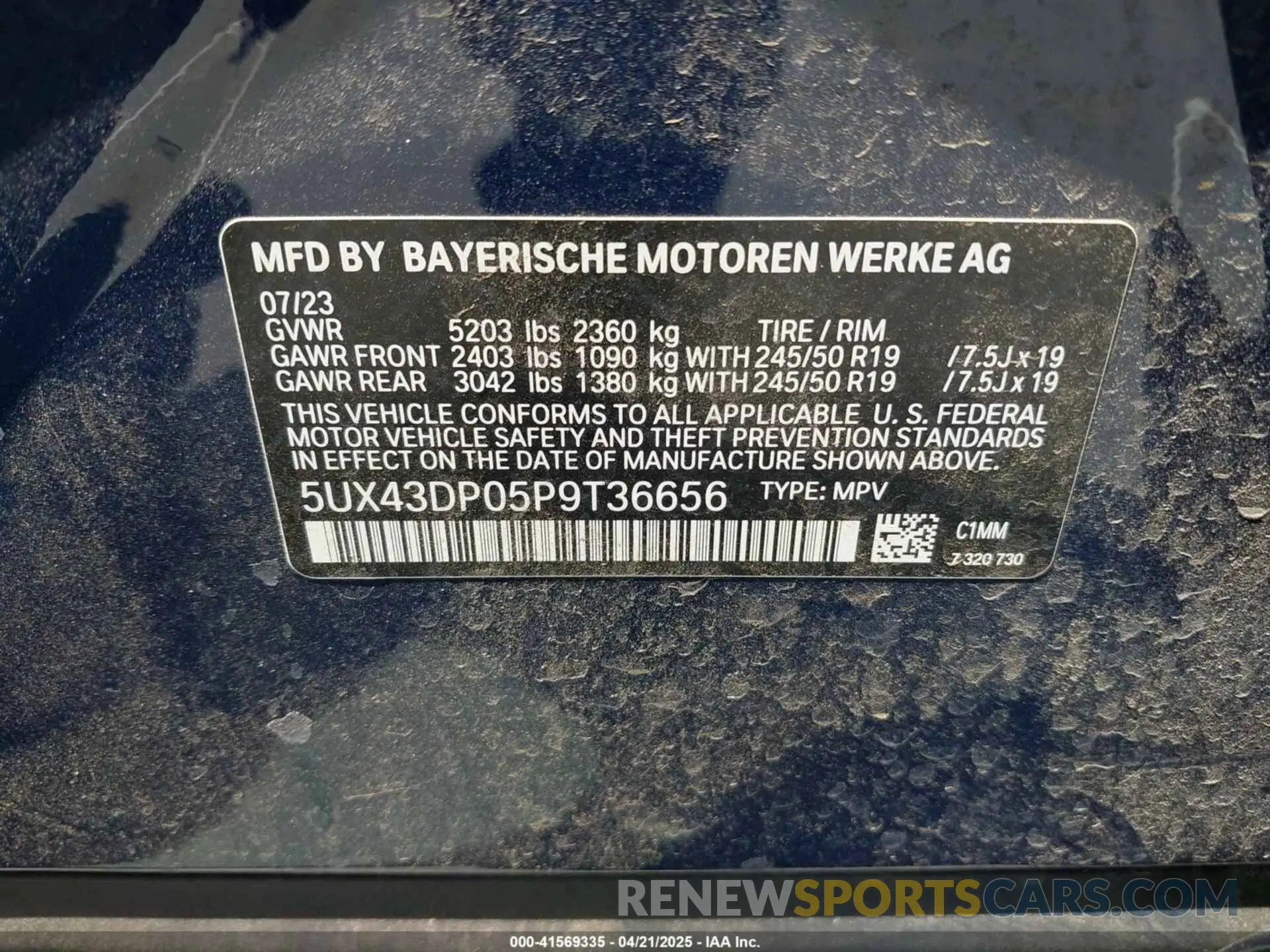 9 Фотография поврежденного автомобиля 5UX43DP05P9T36656 BMW X3 2023