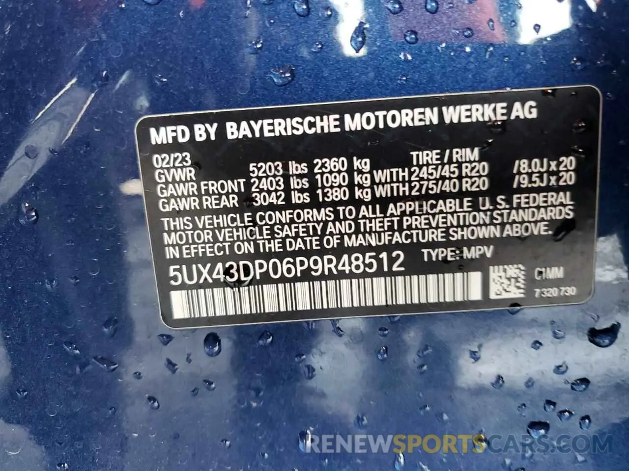 14 Фотография поврежденного автомобиля 5UX43DP06P9R48512 BMW X3 2023