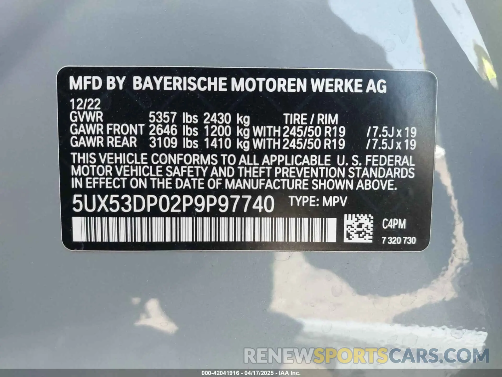9 Фотография поврежденного автомобиля 5UX53DP02P9P97740 BMW X3 2023