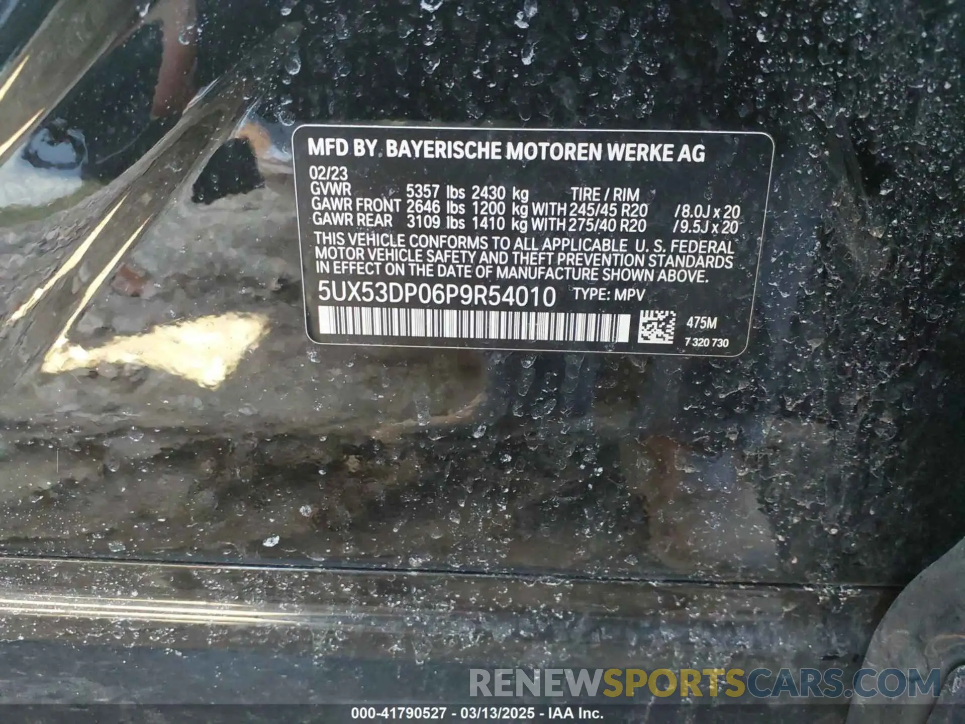 9 Фотография поврежденного автомобиля 5UX53DP06P9R54010 BMW X3 2023