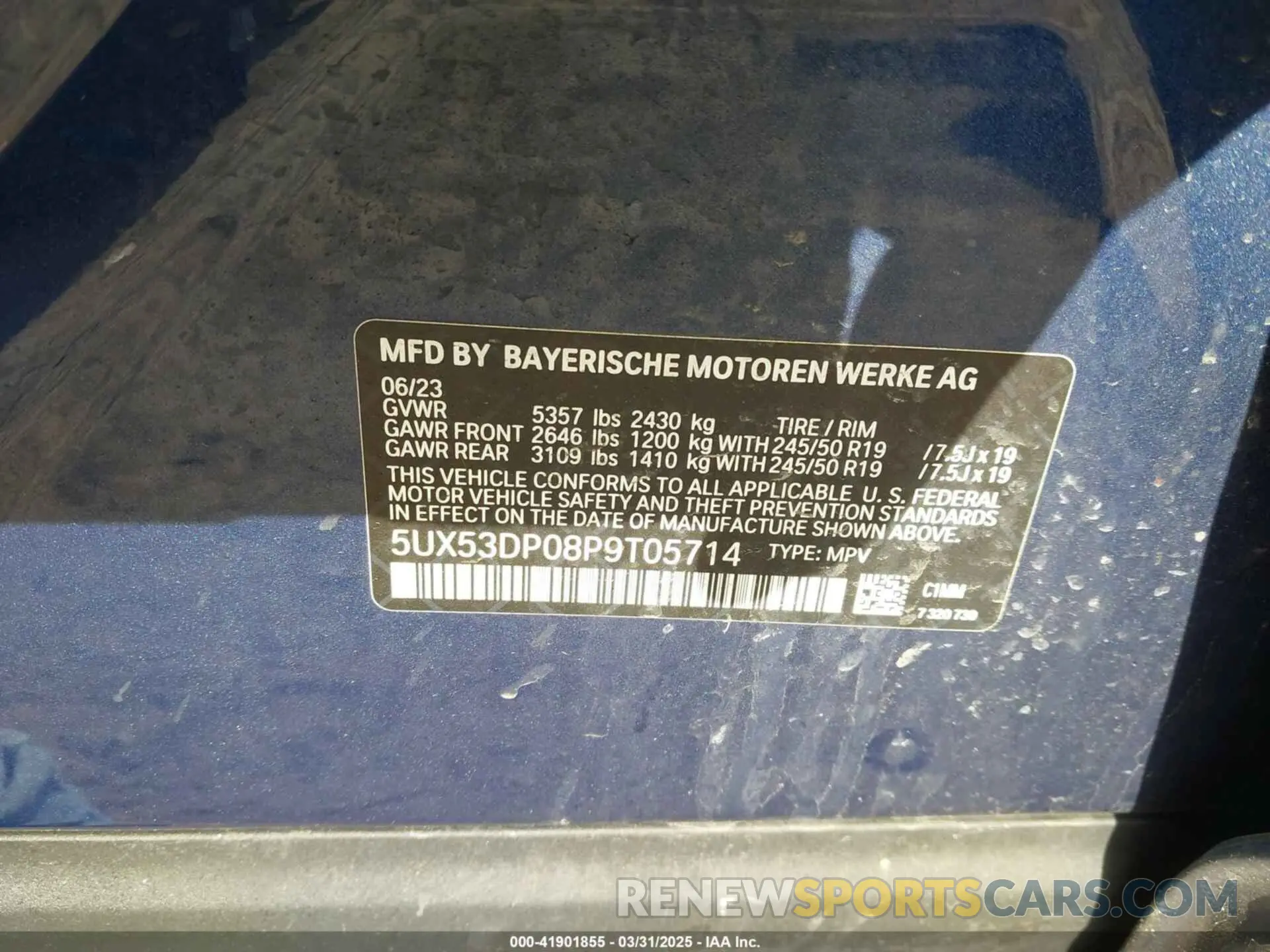 9 Фотография поврежденного автомобиля 5UX53DP08P9T05714 BMW X3 2023