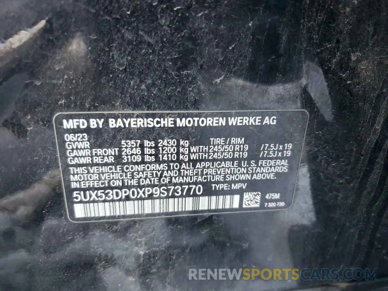 13 Photograph of a damaged car 5UX53DP0XP9S73770 BMW X3 2023