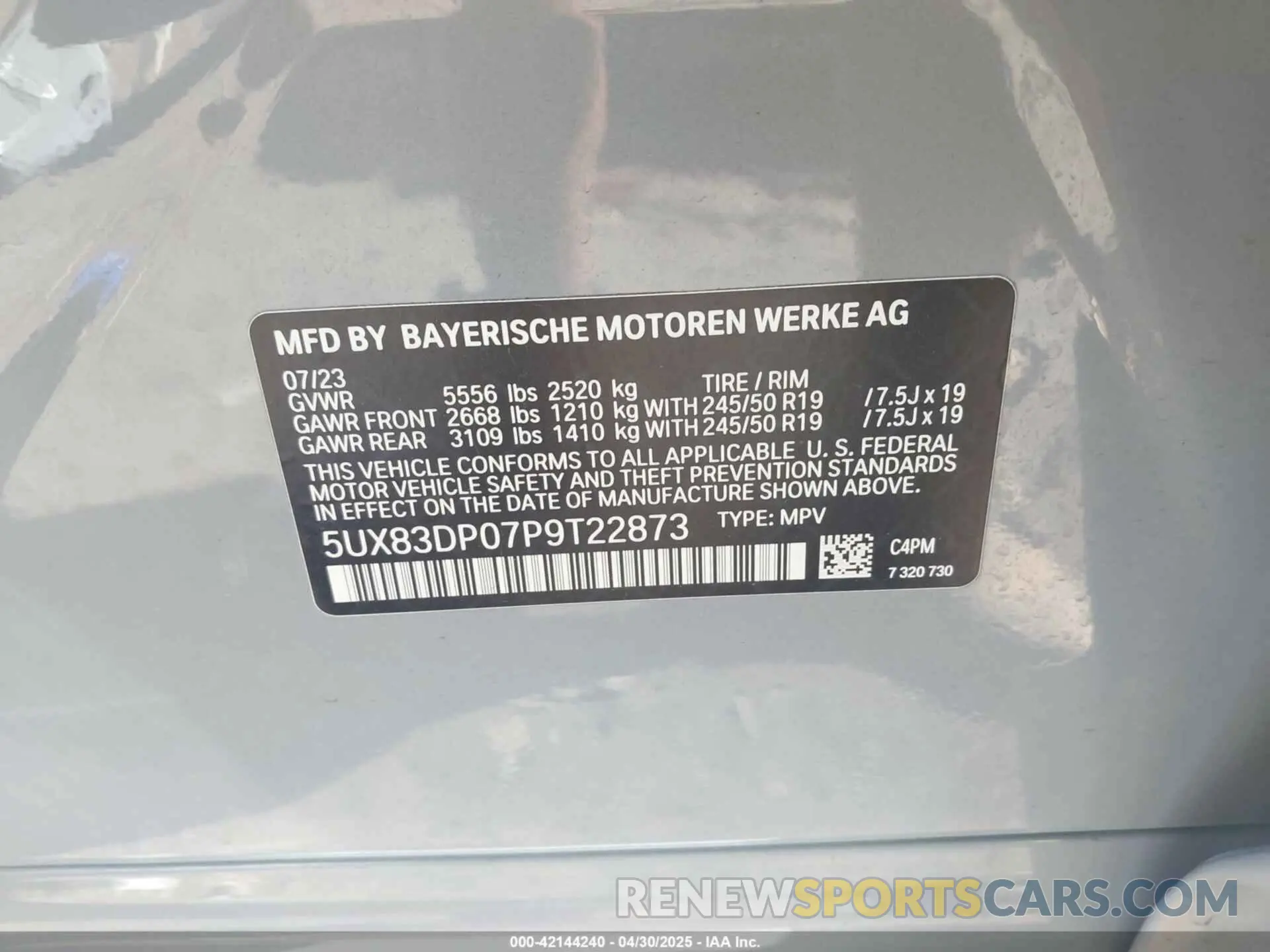 9 Фотография поврежденного автомобиля 5UX83DP07P9T22873 BMW X3 2023
