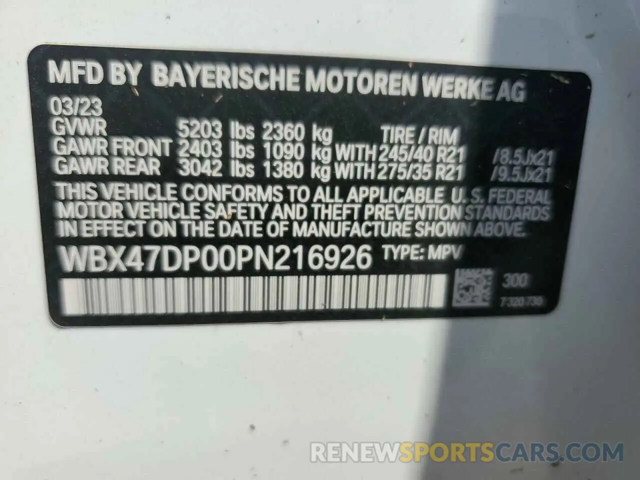 13 Photograph of a damaged car WBX47DP00PN216926 BMW X3 2023