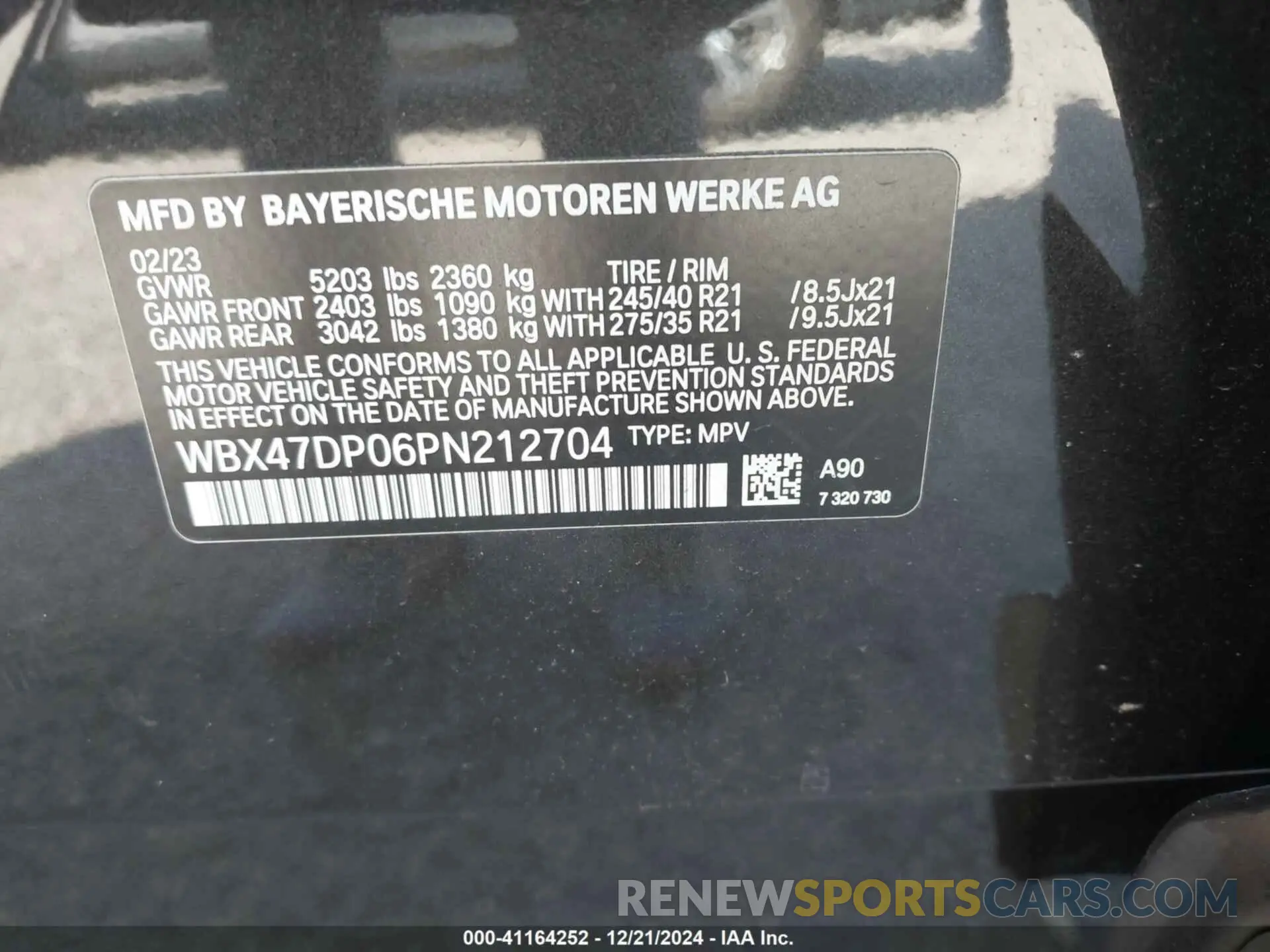 9 Photograph of a damaged car WBX47DP06PN212704 BMW X3 2023
