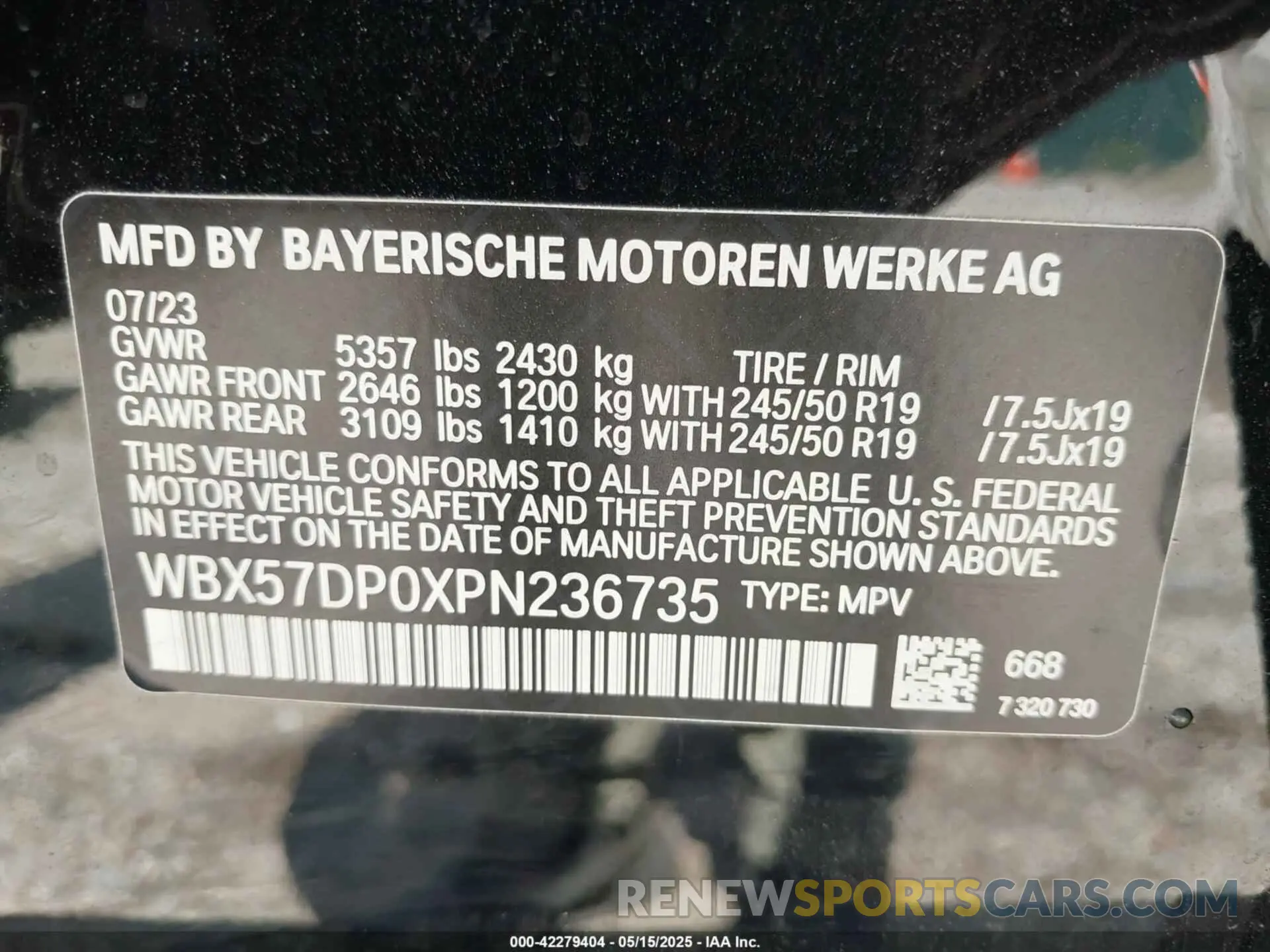 9 Фотография поврежденного автомобиля WBX57DP0XPN236735 BMW X3 2023