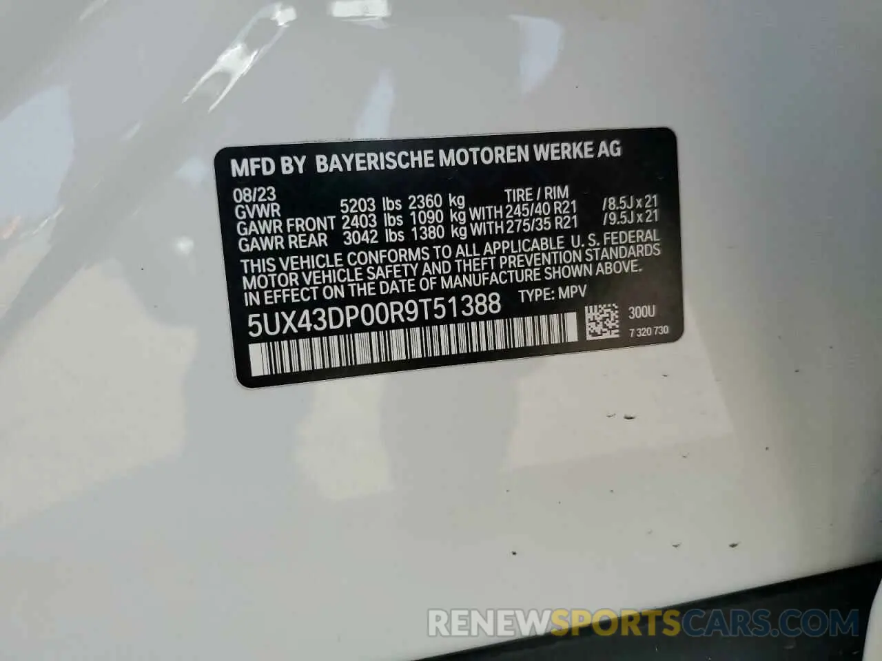 14 Фотография поврежденного автомобиля 5UX43DP00R9T51388 BMW X3 2024
