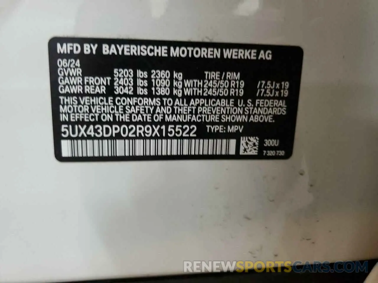 14 Фотография поврежденного автомобиля 5UX43DP02R9X15522 BMW X3 2024