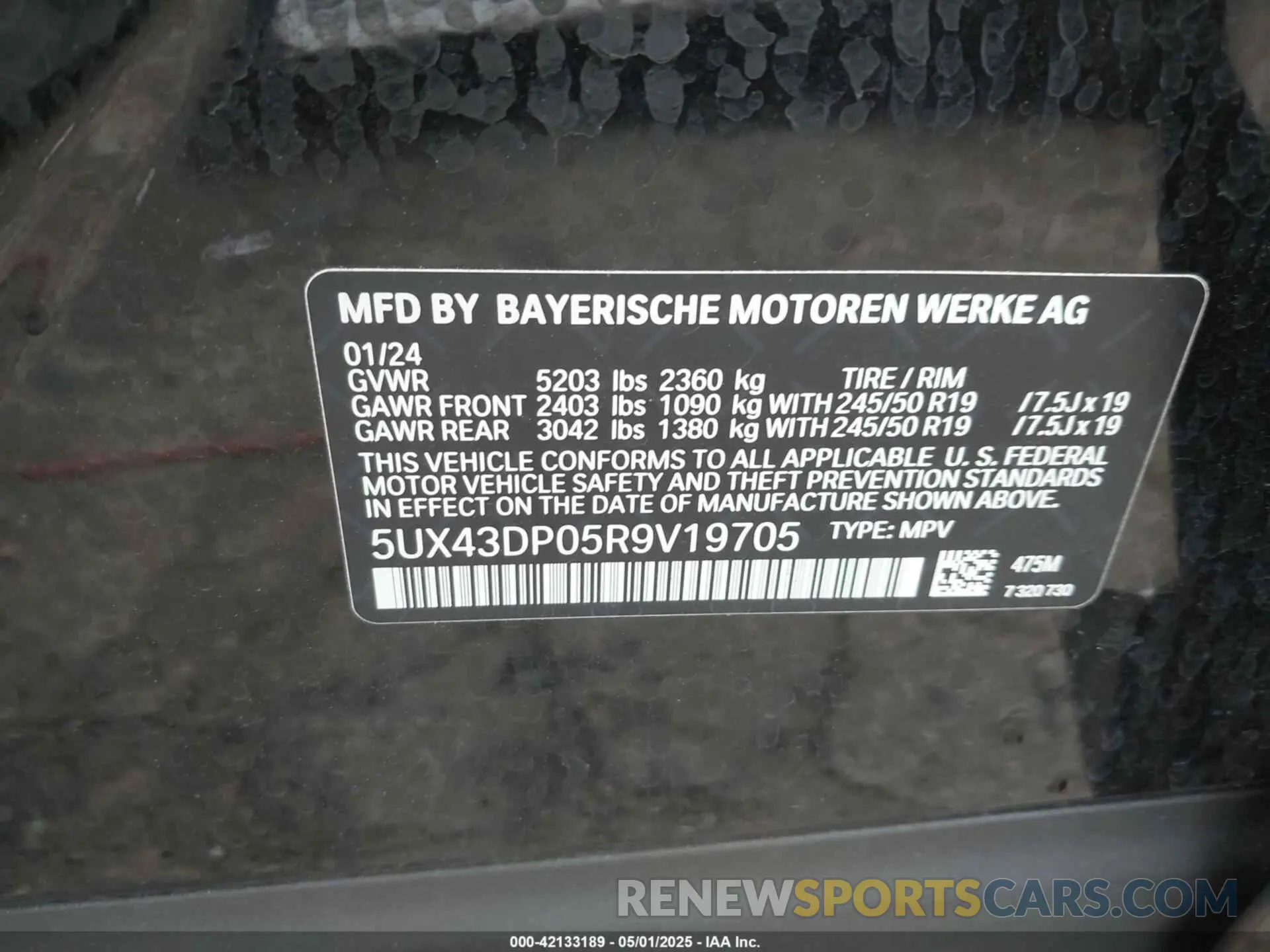 9 Фотография поврежденного автомобиля 5UX43DP05R9V19705 BMW X3 2024