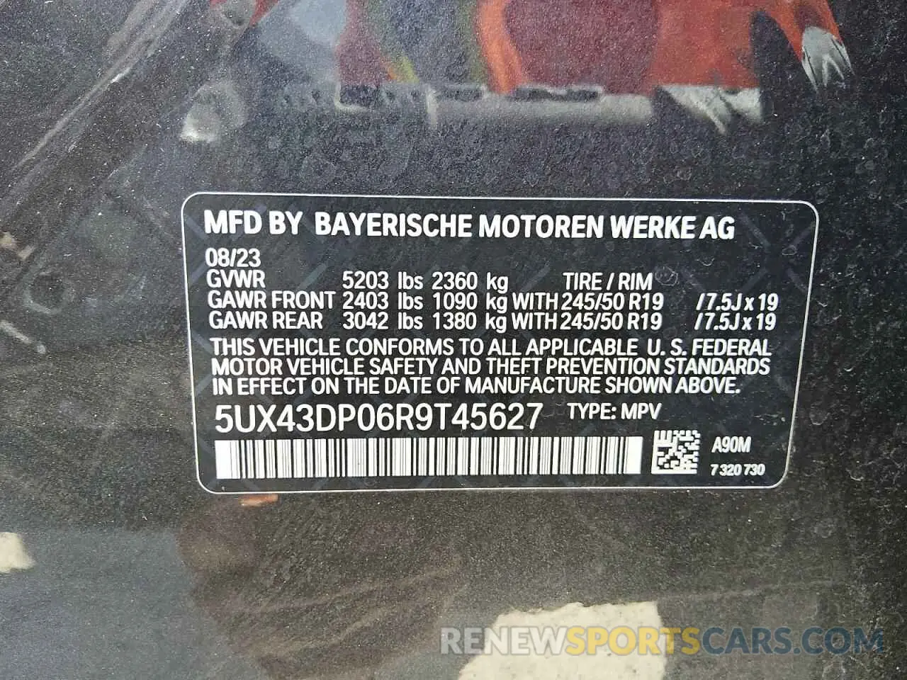 12 Photograph of a damaged car 5UX43DP06R9T45627 BMW X3 2024