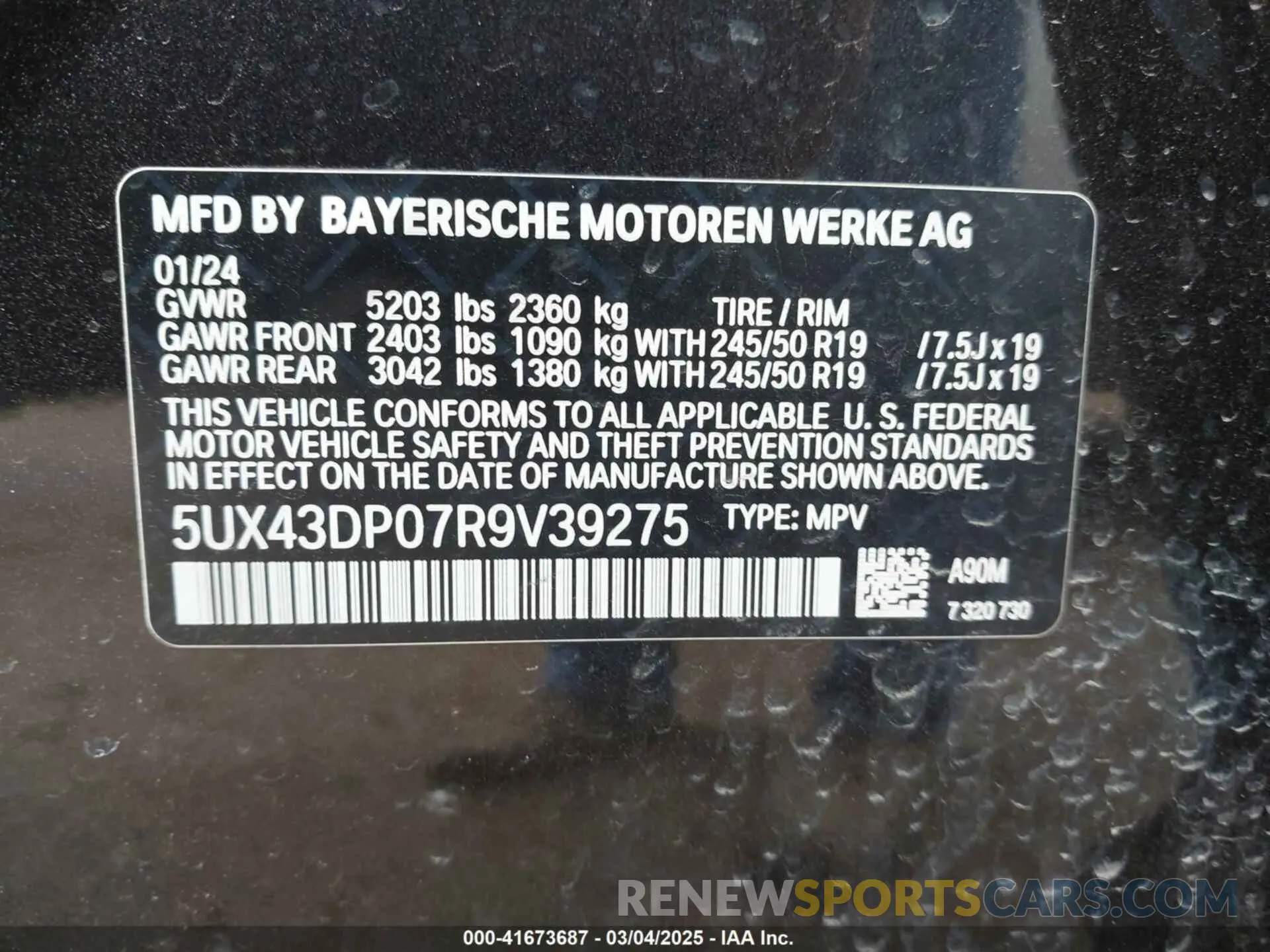 9 Фотография поврежденного автомобиля 5UX43DP07R9V39275 BMW X3 2024