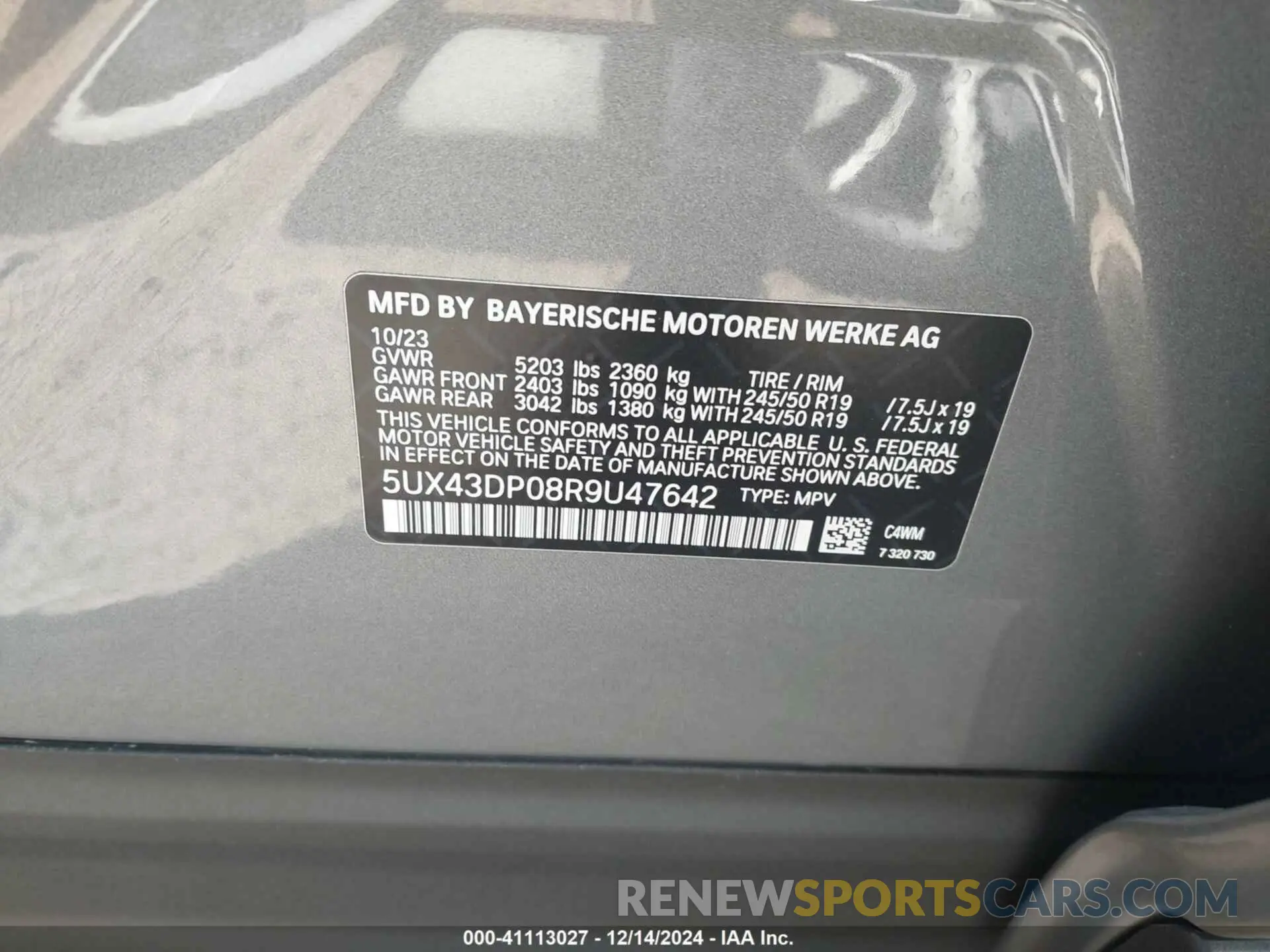9 Фотография поврежденного автомобиля 5UX43DP08R9U47642 BMW X3 2024