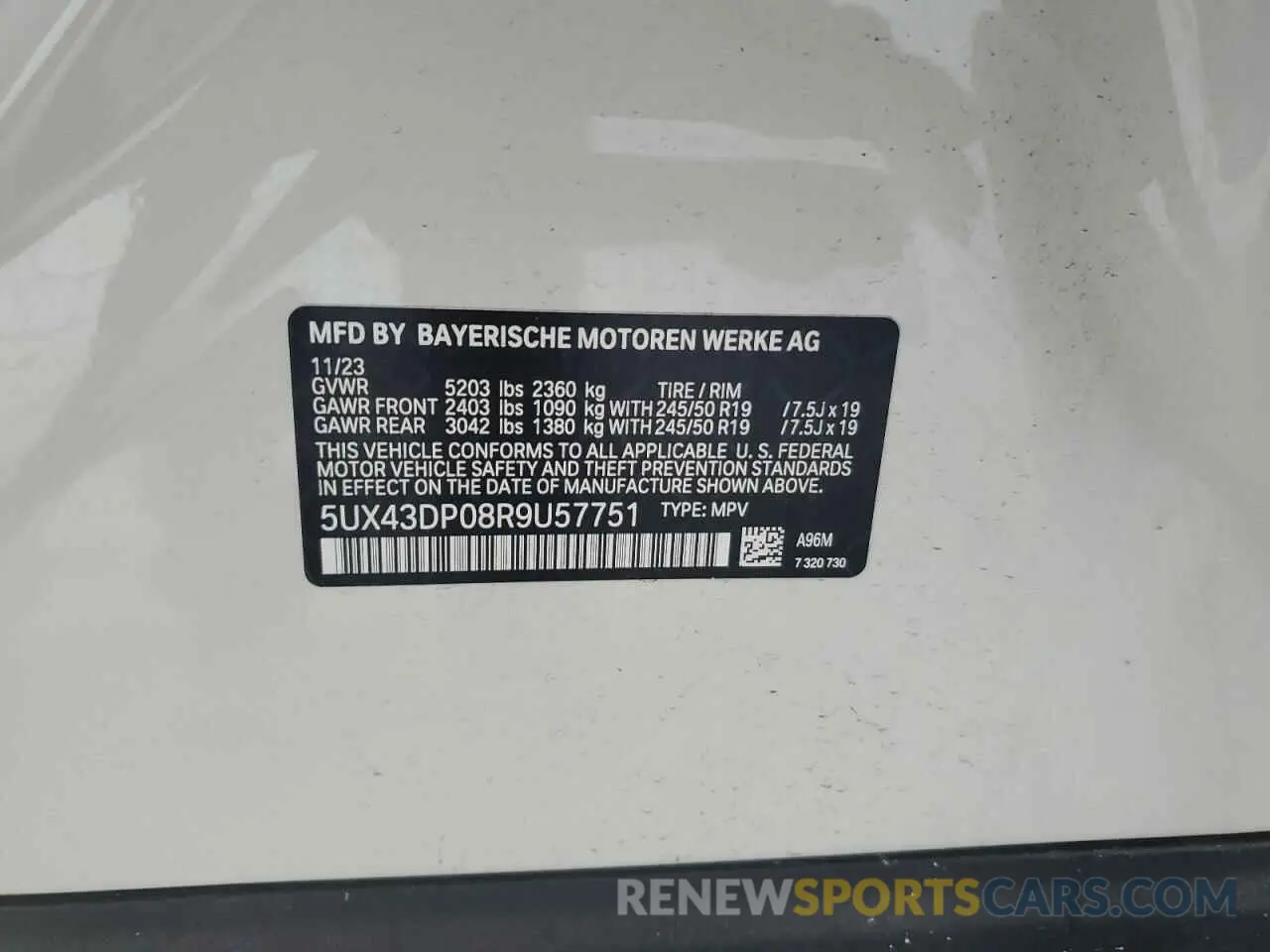 13 Photograph of a damaged car 5UX43DP08R9U57751 BMW X3 2024
