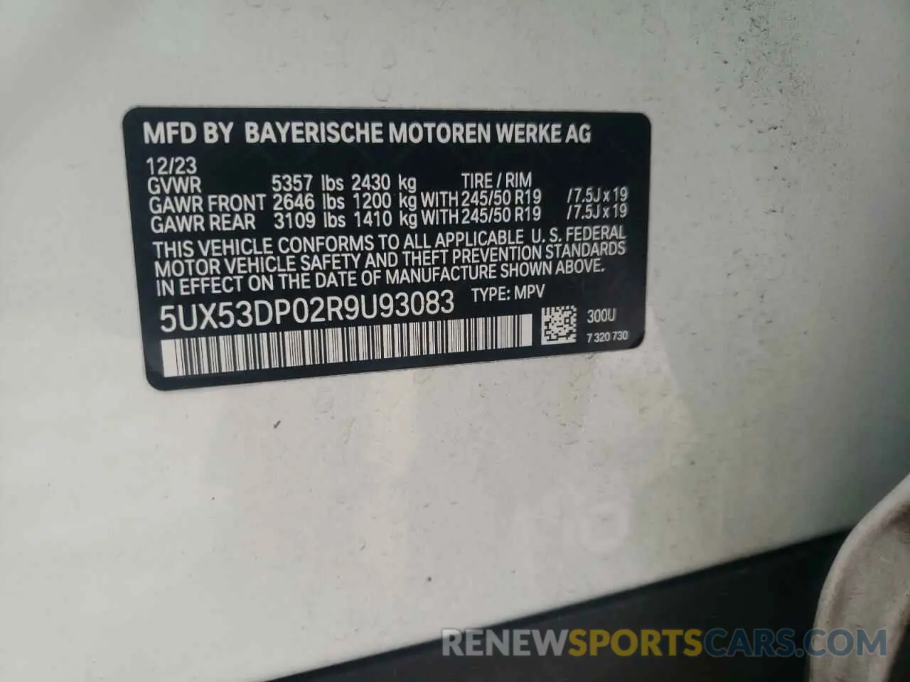 13 Photograph of a damaged car 5UX53DP02R9U93083 BMW X3 2024