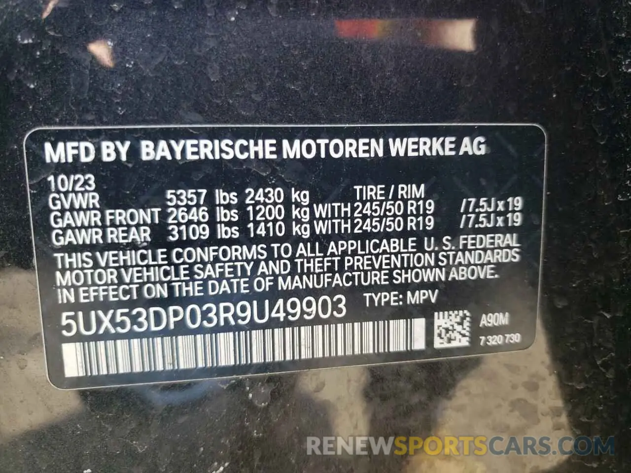13 Photograph of a damaged car 5UX53DP03R9U49903 BMW X3 2024