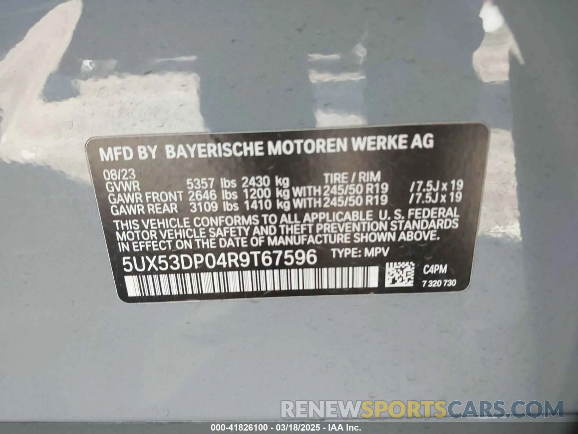 9 Фотография поврежденного автомобиля 5UX53DP04R9T67596 BMW X3 2024