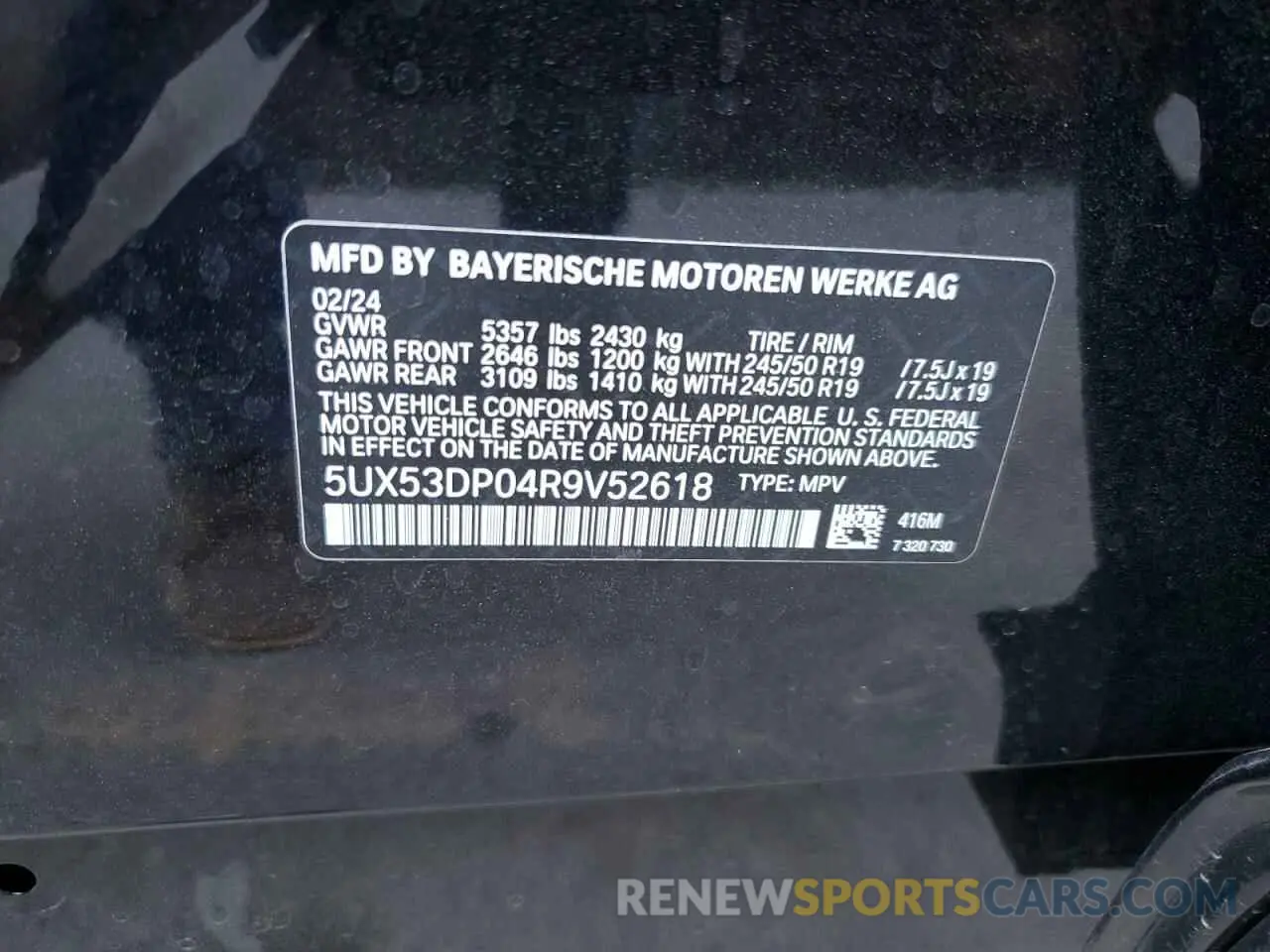 14 Фотография поврежденного автомобиля 5UX53DP04R9V52618 BMW X3 2024