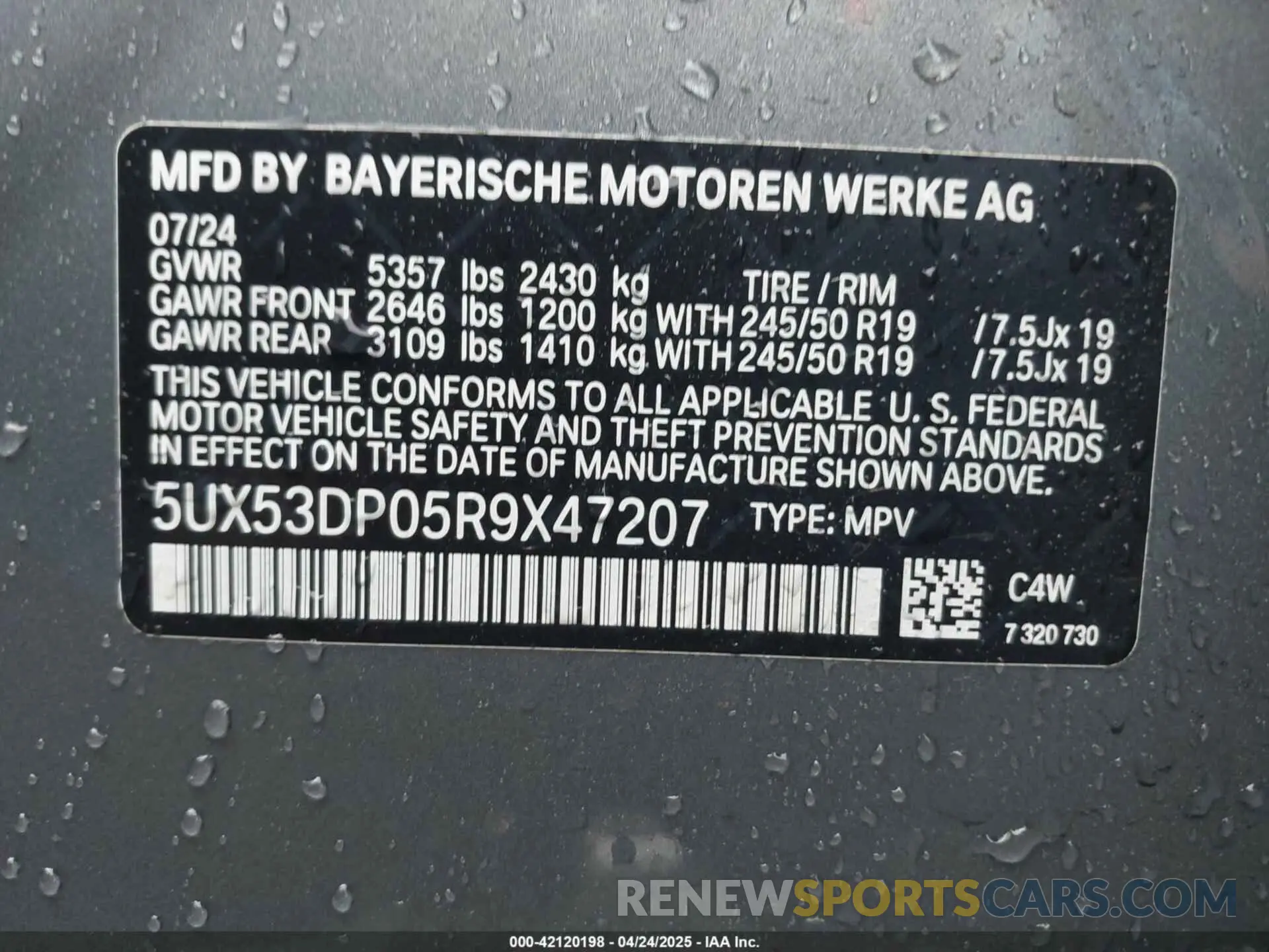 9 Фотография поврежденного автомобиля 5UX53DP05R9X47207 BMW X3 2024
