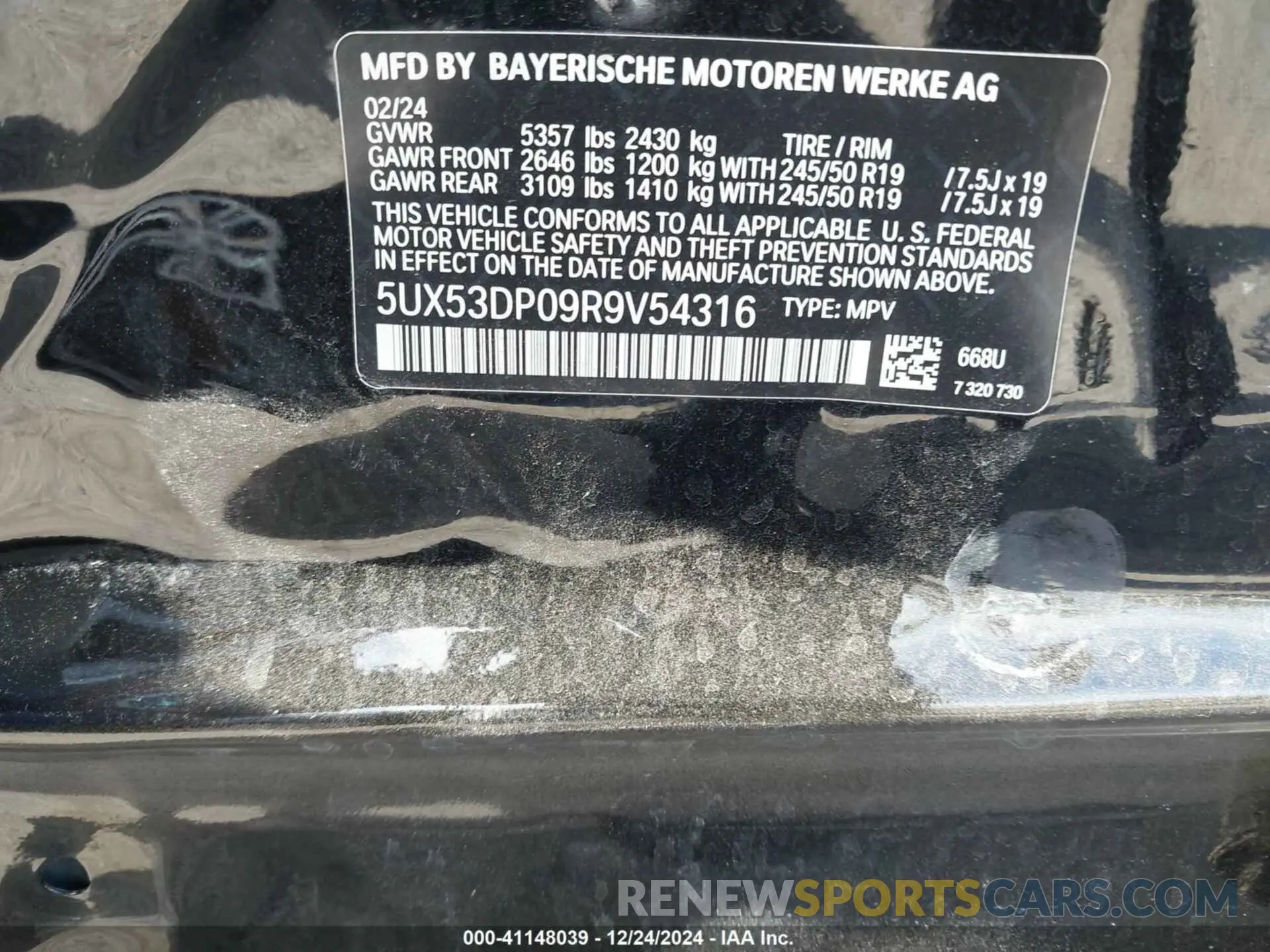 9 Фотография поврежденного автомобиля 5UX53DP09R9V54316 BMW X3 2024
