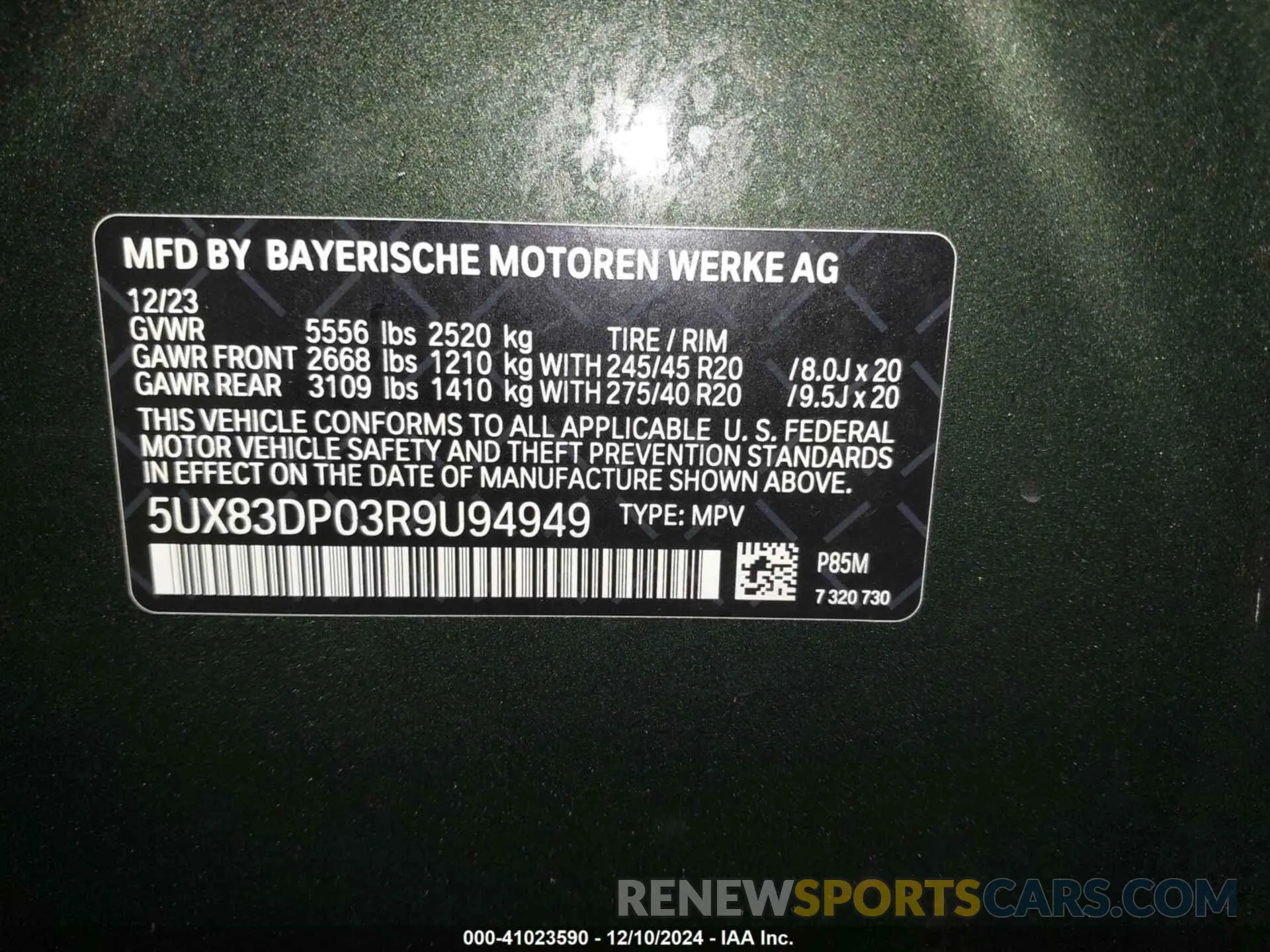9 Фотография поврежденного автомобиля 5UX83DP03R9U94949 BMW X3 2024