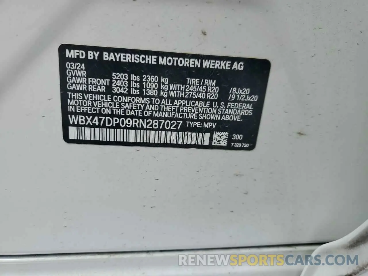 13 Photograph of a damaged car WBX47DP09RN287027 BMW X3 2024