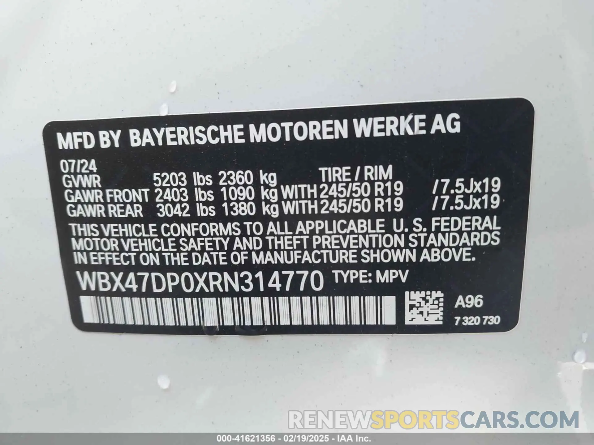 9 Photograph of a damaged car WBX47DP0XRN314770 BMW X3 2024