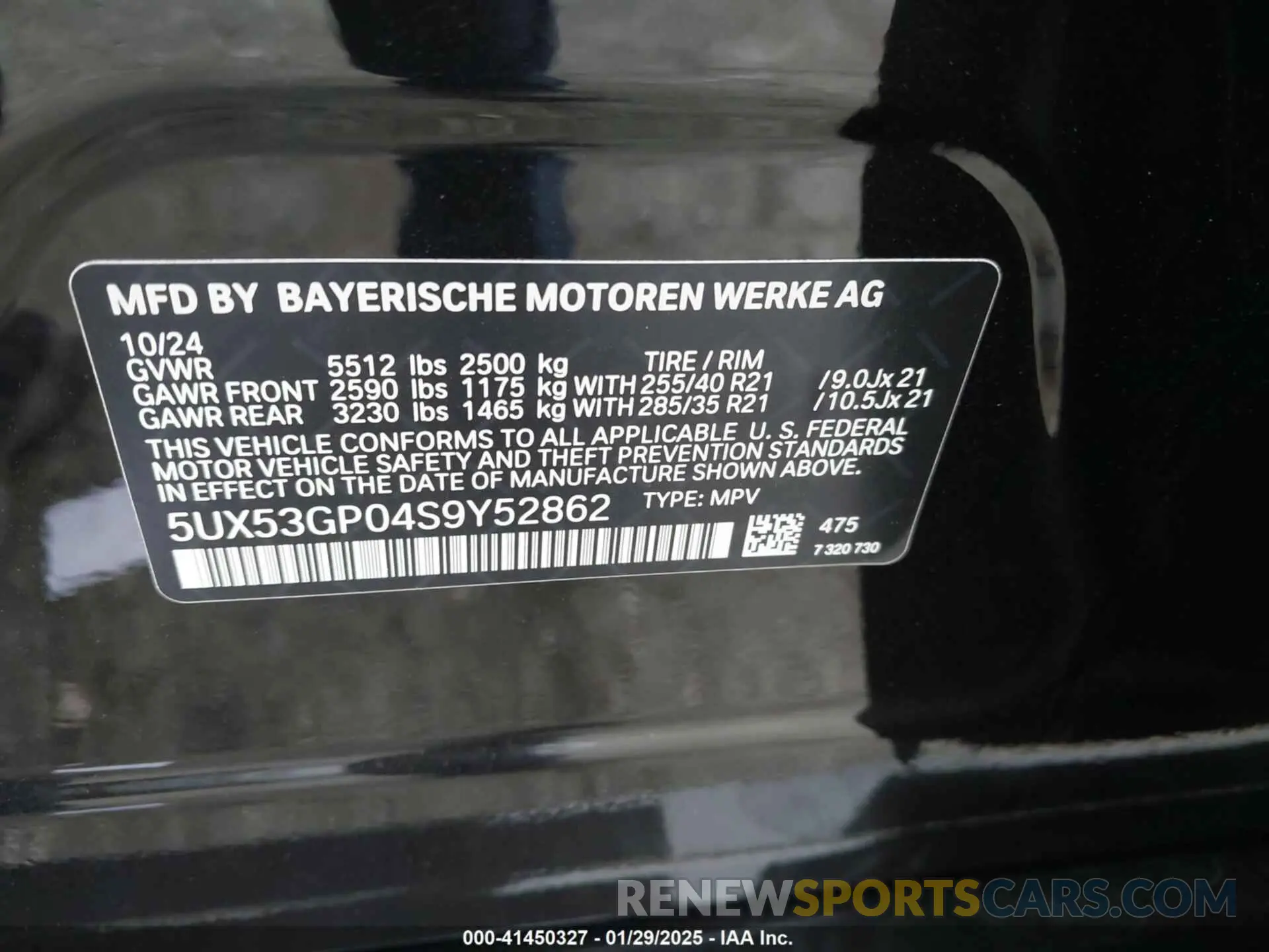 9 Фотография поврежденного автомобиля 5UX53GP04S9Y52862 BMW X3 2025
