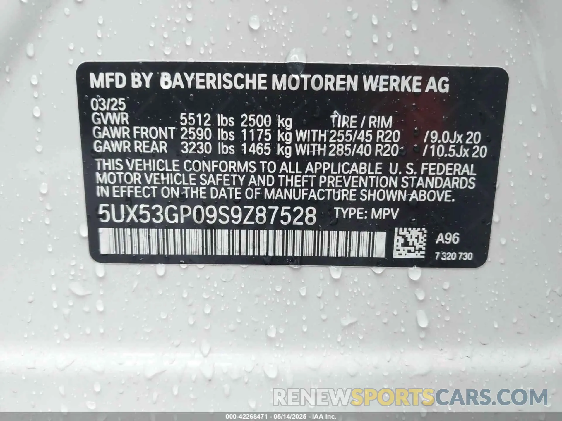 9 Фотография поврежденного автомобиля 5UX53GP09S9Z87528 BMW X3 2025
