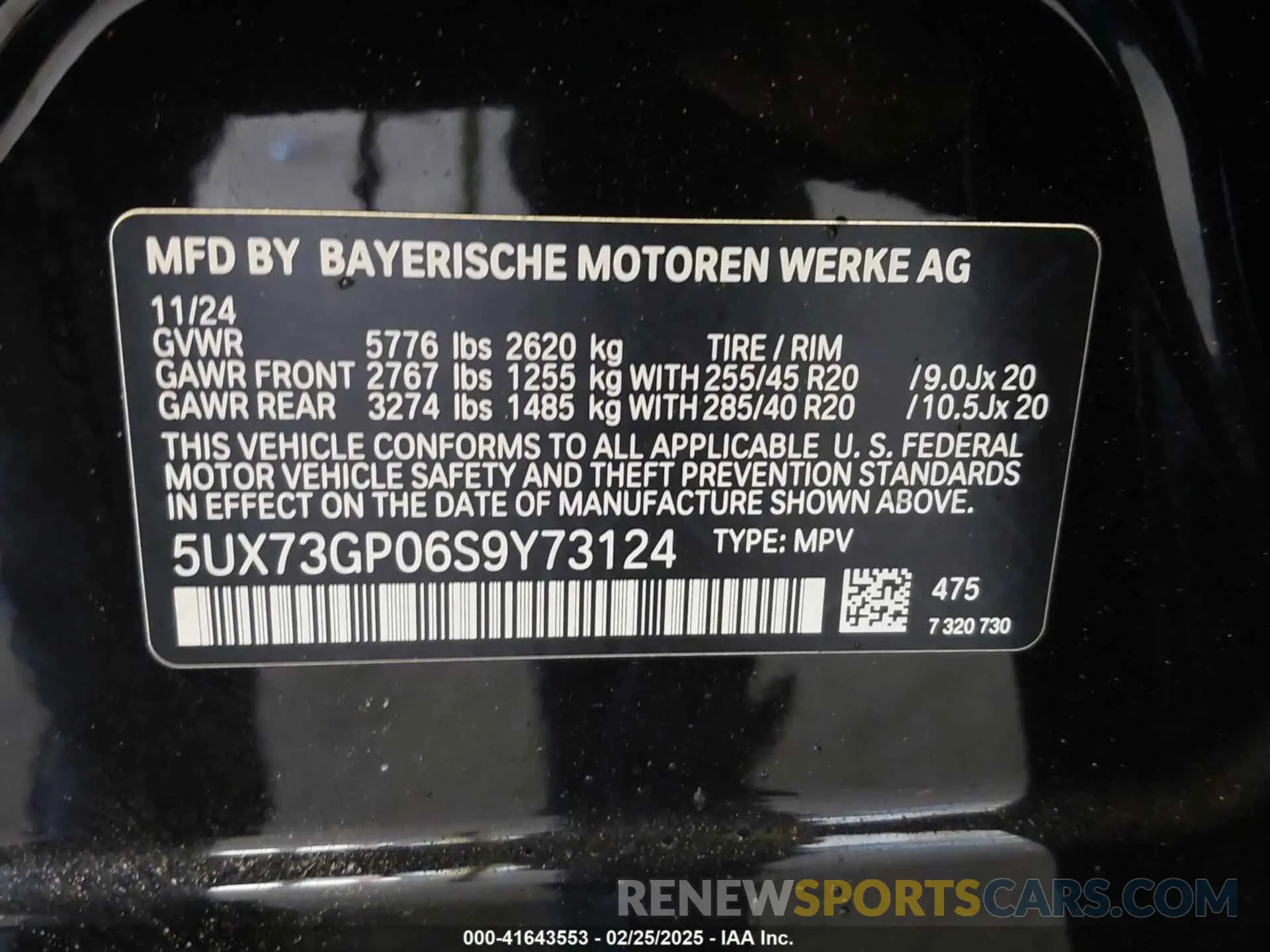 9 Фотография поврежденного автомобиля 5UX73GP06S9Y73124 BMW X3 2025