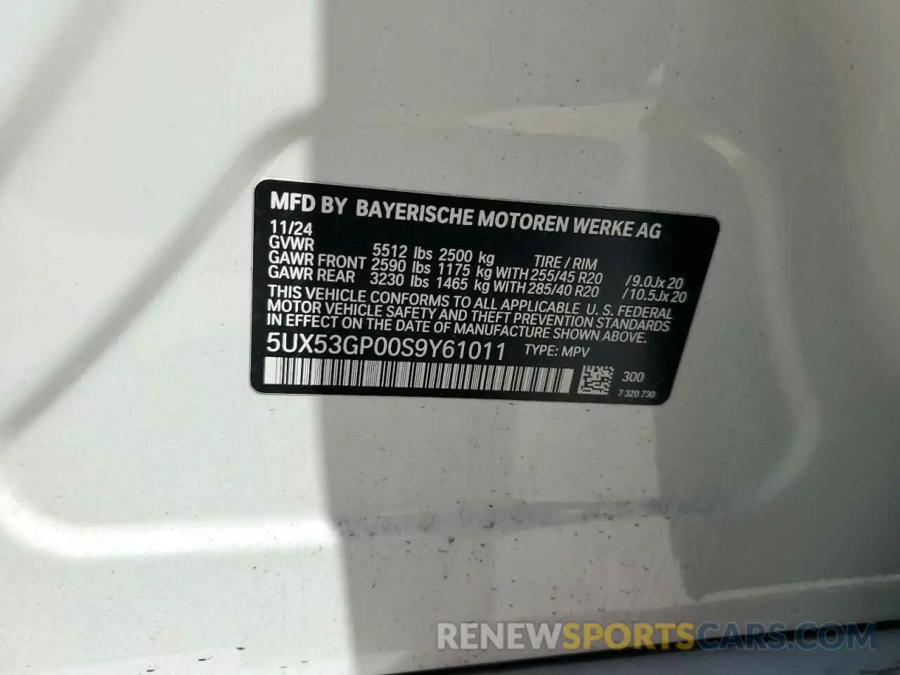 13 Photograph of a damaged car 5UX53GP00S9Y61011 BMW X3 30 XDRI 2025
