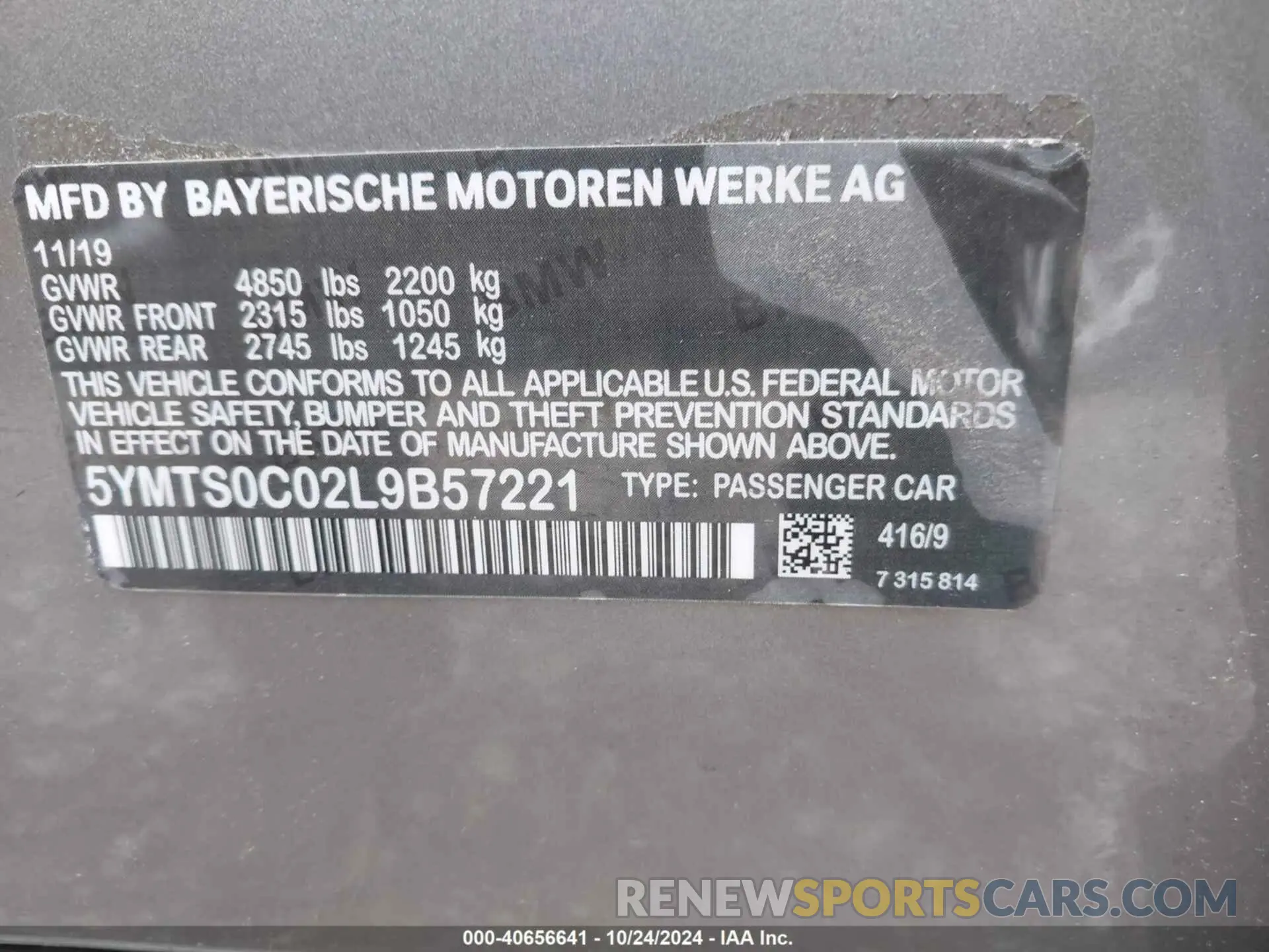 9 Фотография поврежденного автомобиля 5YMTS0C02L9B57221 BMW X3 M 2020