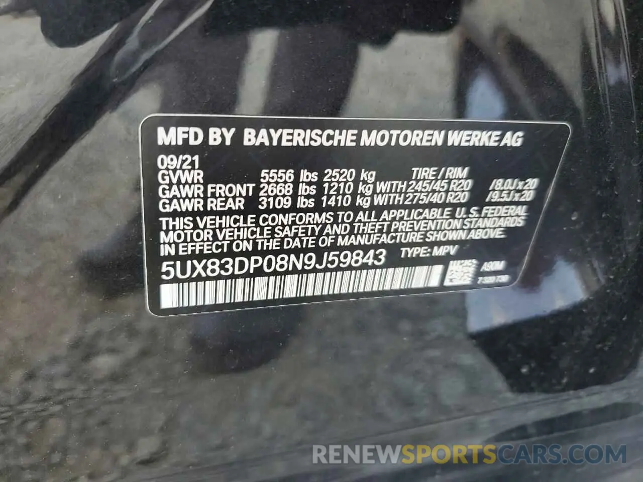 13 Photograph of a damaged car 5UX83DP08N9J59843 BMW X3 M40I 2022