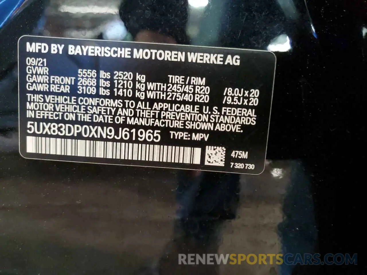 13 Photograph of a damaged car 5UX83DP0XN9J61965 BMW X3 M40I 2022