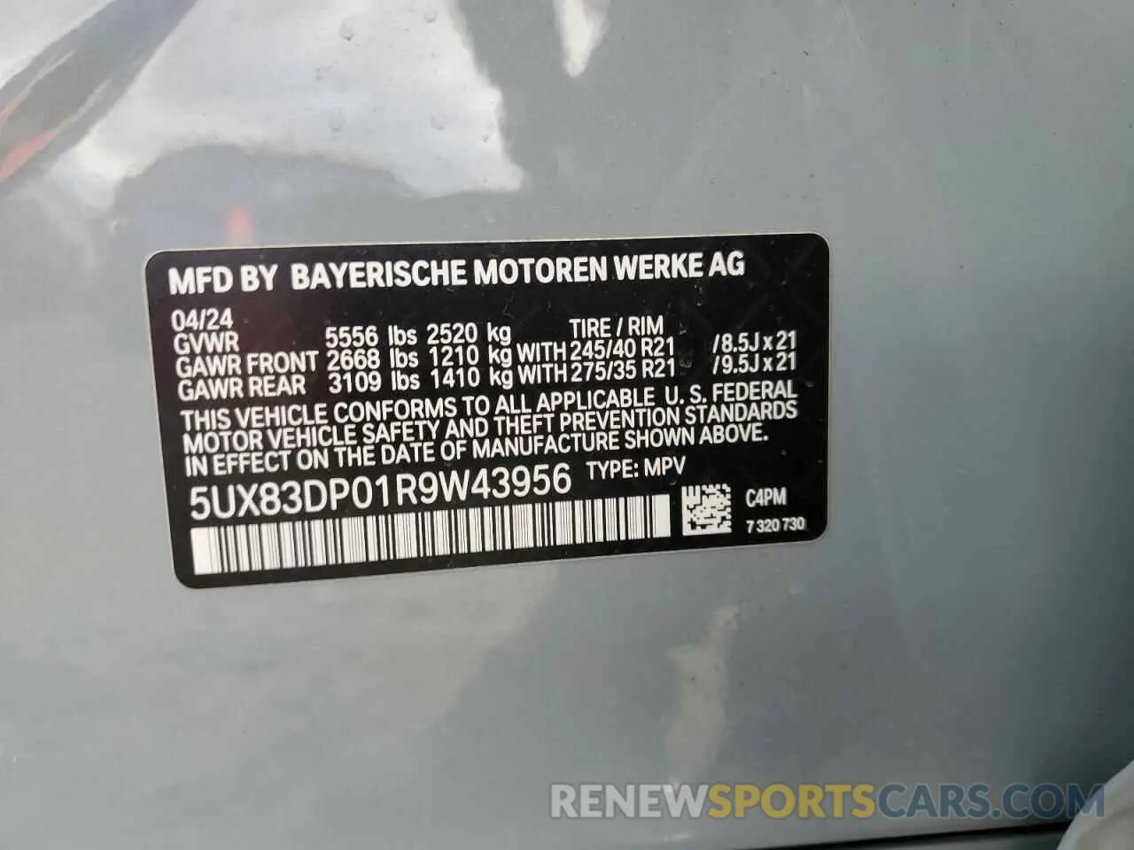 13 Photograph of a damaged car 5UX83DP01R9W43956 BMW X3 M40I 2024