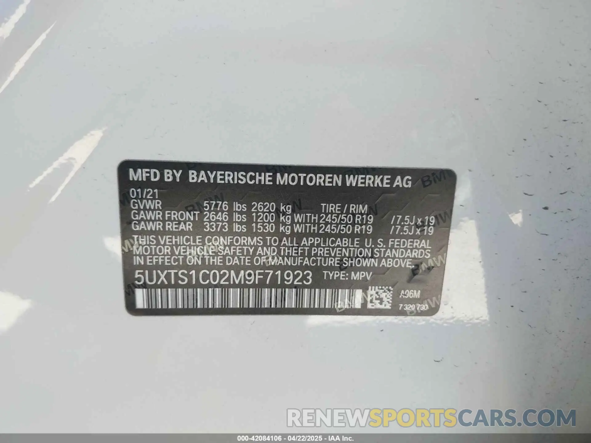 9 Фотография поврежденного автомобиля 5UXTS1C02M9F71923 BMW X3 PHEV 2021