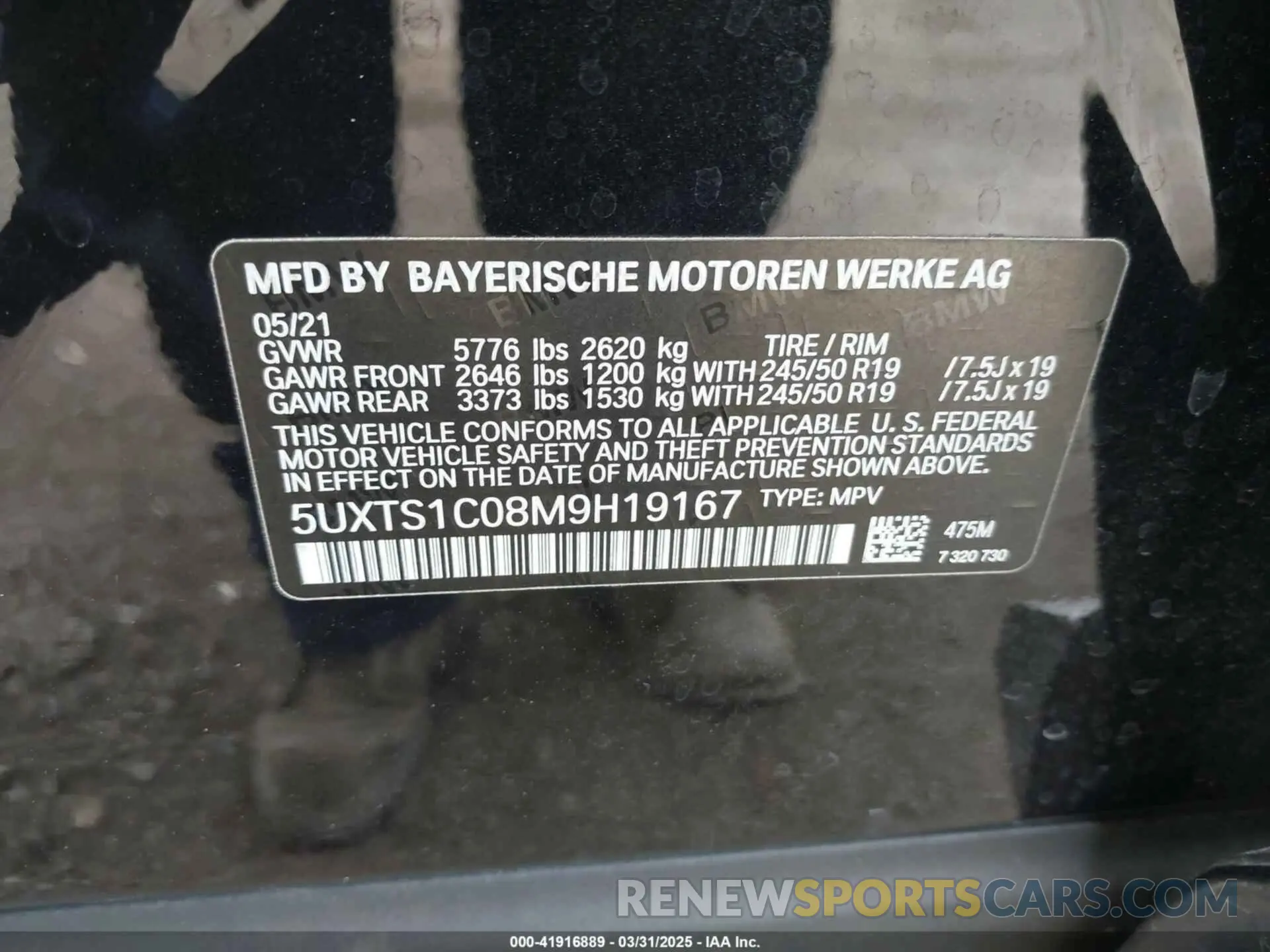 9 Фотография поврежденного автомобиля 5UXTS1C08M9H19167 BMW X3 PHEV 2021