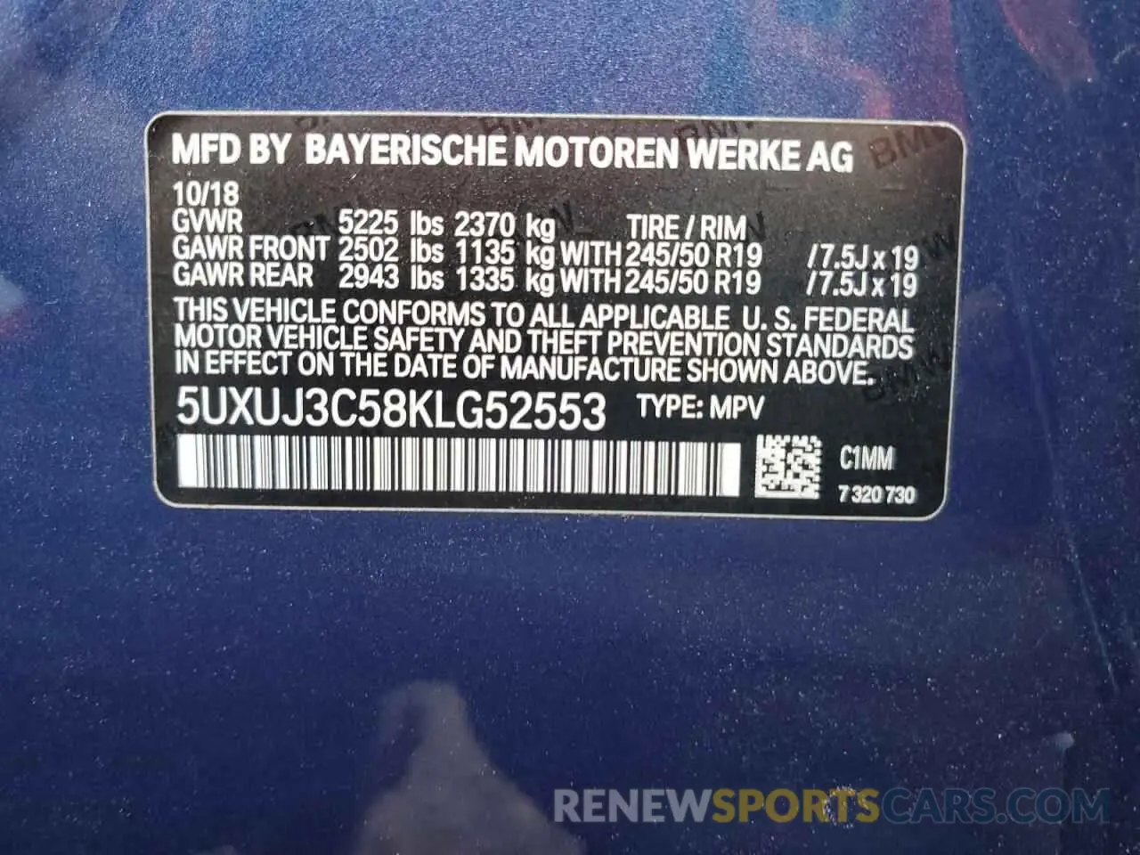 14 Фотография поврежденного автомобиля 5UXUJ3C58KLG52553 BMW X4 2019