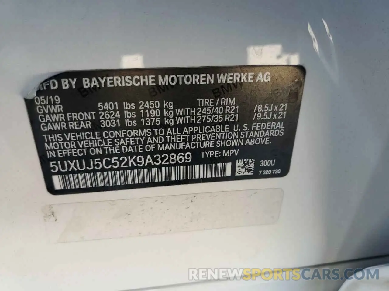 13 Photograph of a damaged car 5UXUJ5C52K9A32869 BMW X4 2019