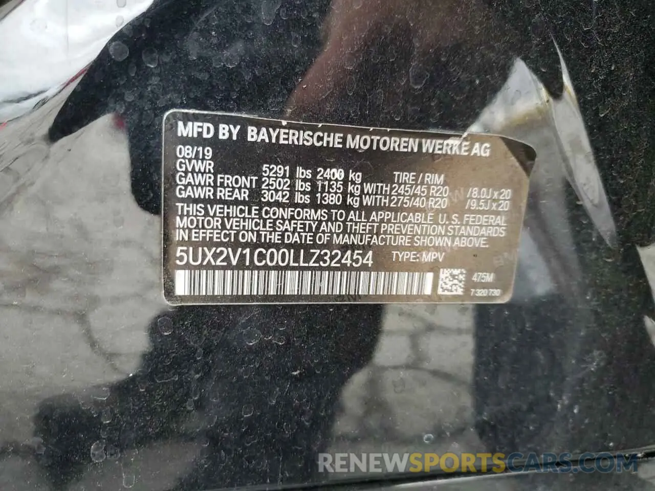 13 Photograph of a damaged car 5UX2V1C00LLZ32454 BMW X4 2020