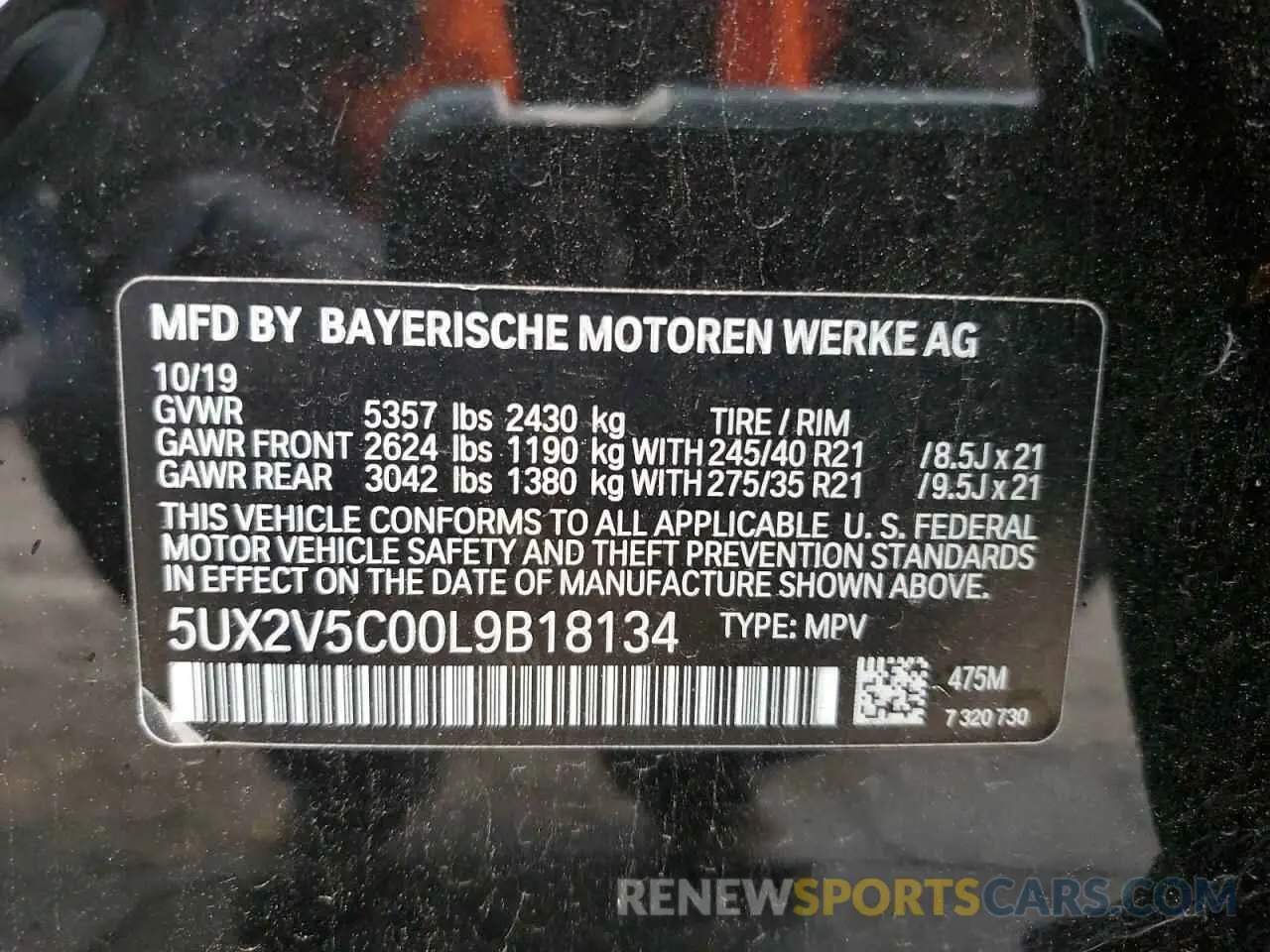 15 Photograph of a damaged car 5UX2V5C00L9B18134 BMW X4 2020